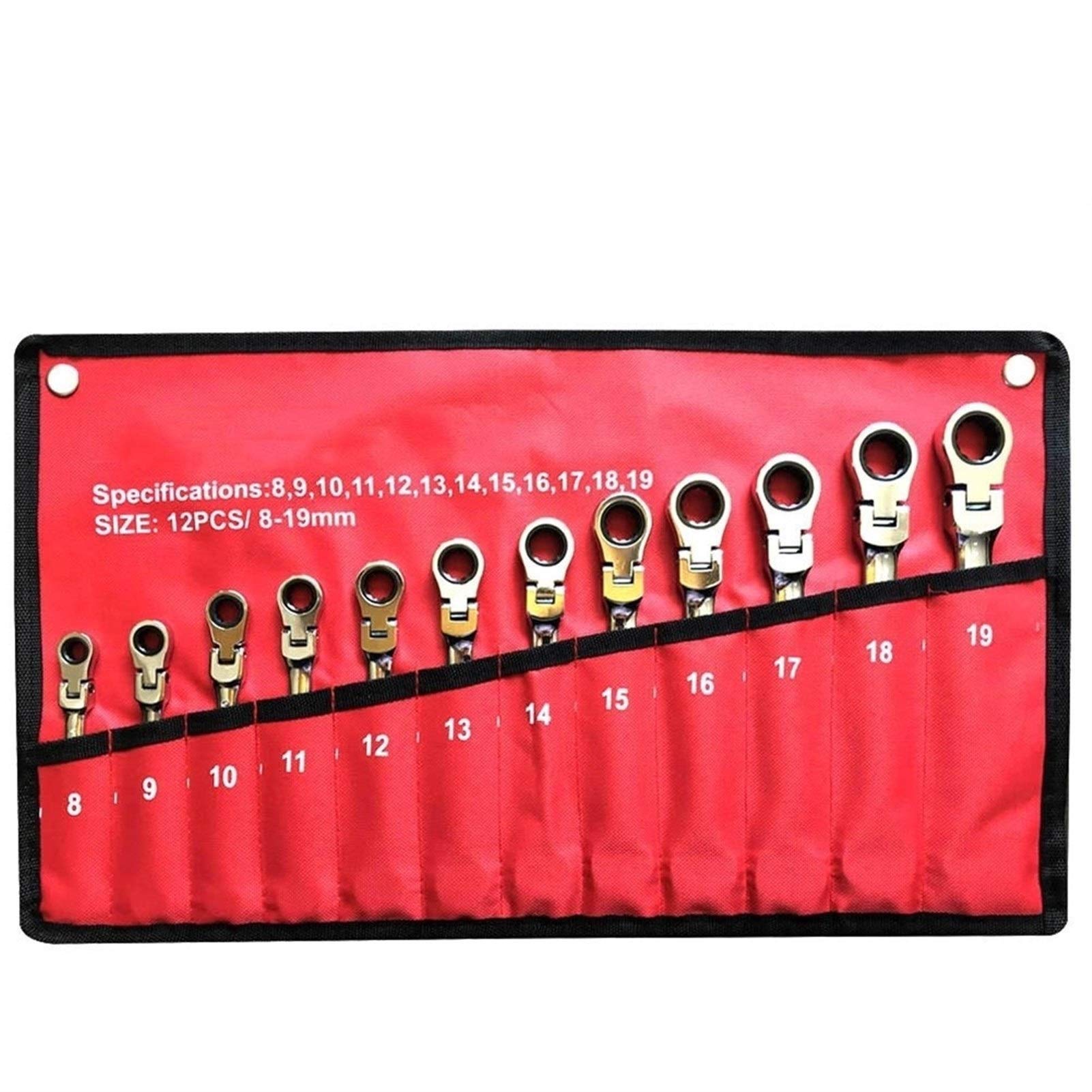 MOUNTAIN MEN Professional 12-Piece Ratchet Wrench Set - Universal Socket Wrench, Torque Wrench & Car Repair Tools - Durable Hand Tools for Automotive Maintenance & DIY Projects (Red)