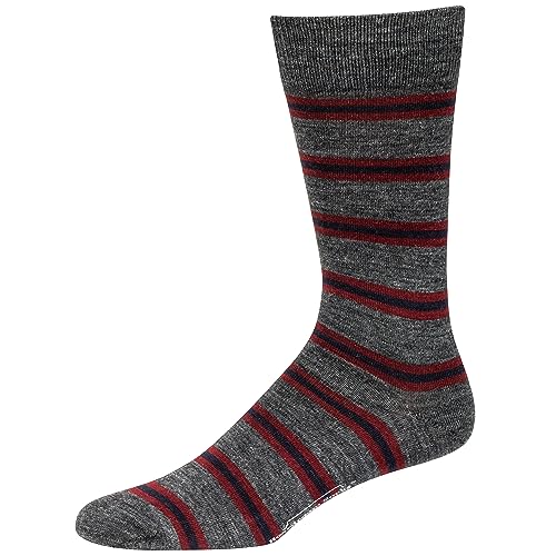 Grey With Burgundy & Navy Stripes