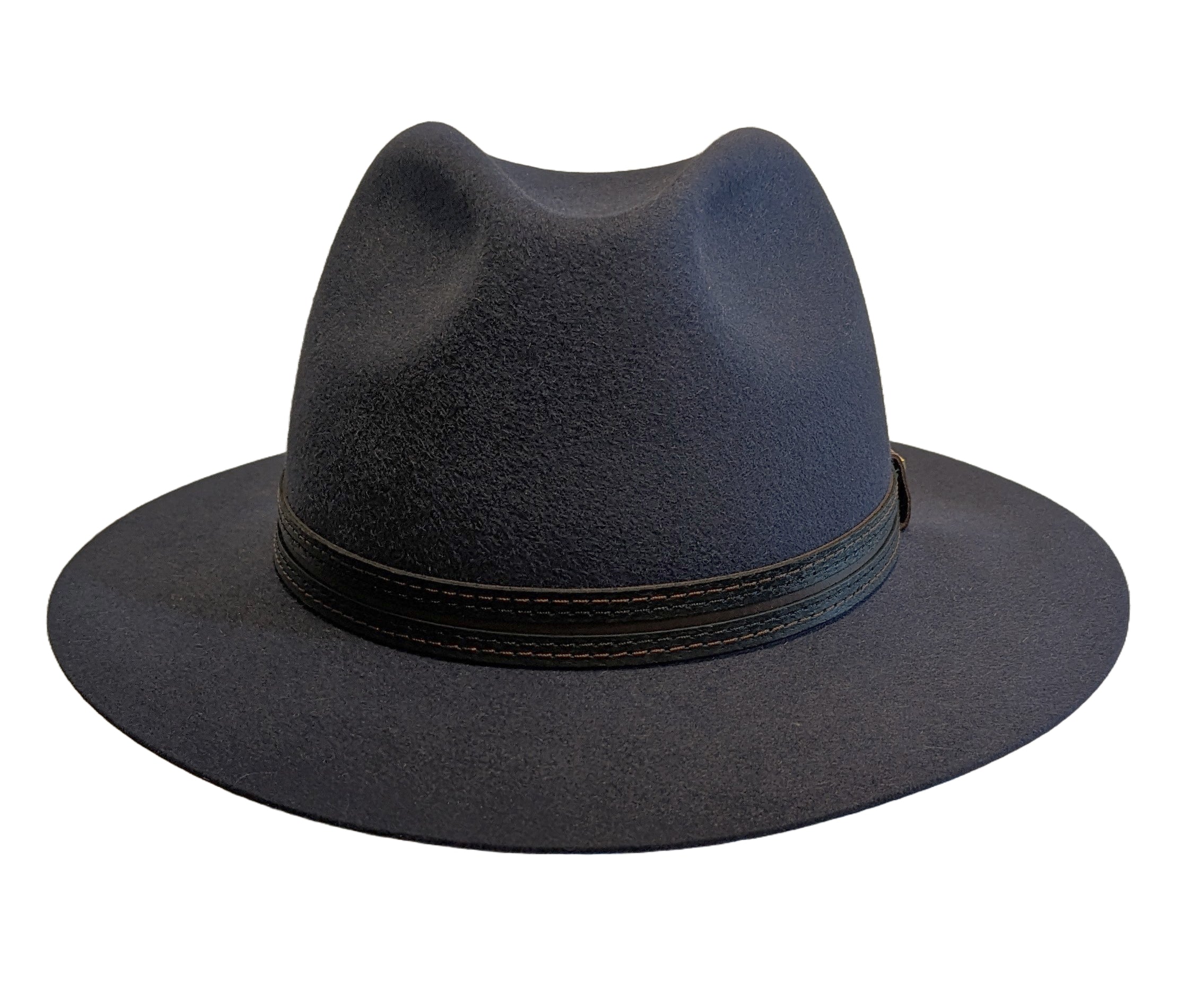 Stylish Ink Blue Rabbit Fur Felt Fedora Hat for Women & Men - Vintage Casual Wide Brim Hat for Outdoor, Parties, and Fashion Accessories