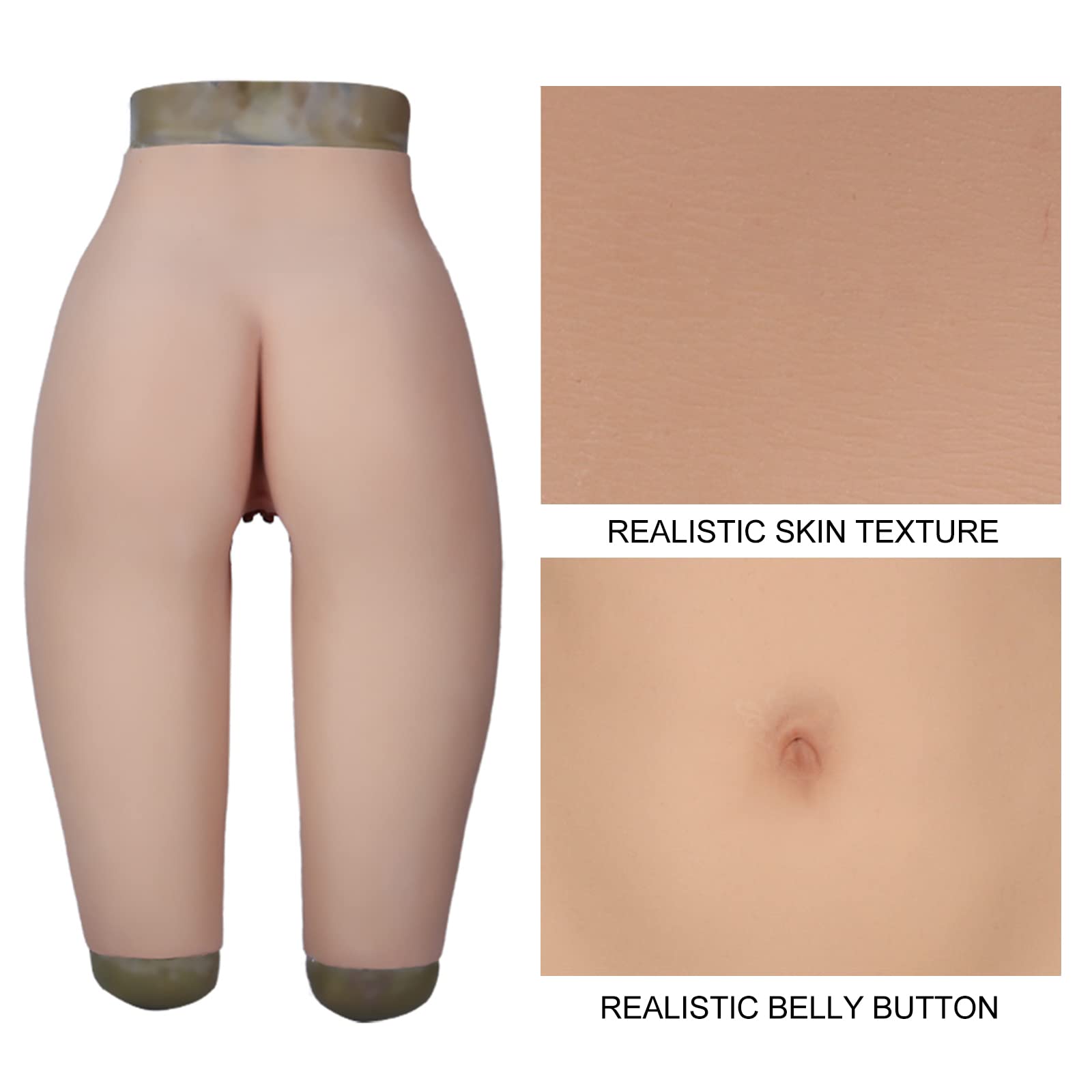 Realistic Silicone Vagina Panty - Crossdresser & Transgender Gaff Boxer Briefs with Butt Lifter Padded Enhancer (Brown) - Discreet Underwear for Smooth Feminine Look & Comfortable Daily Wear
