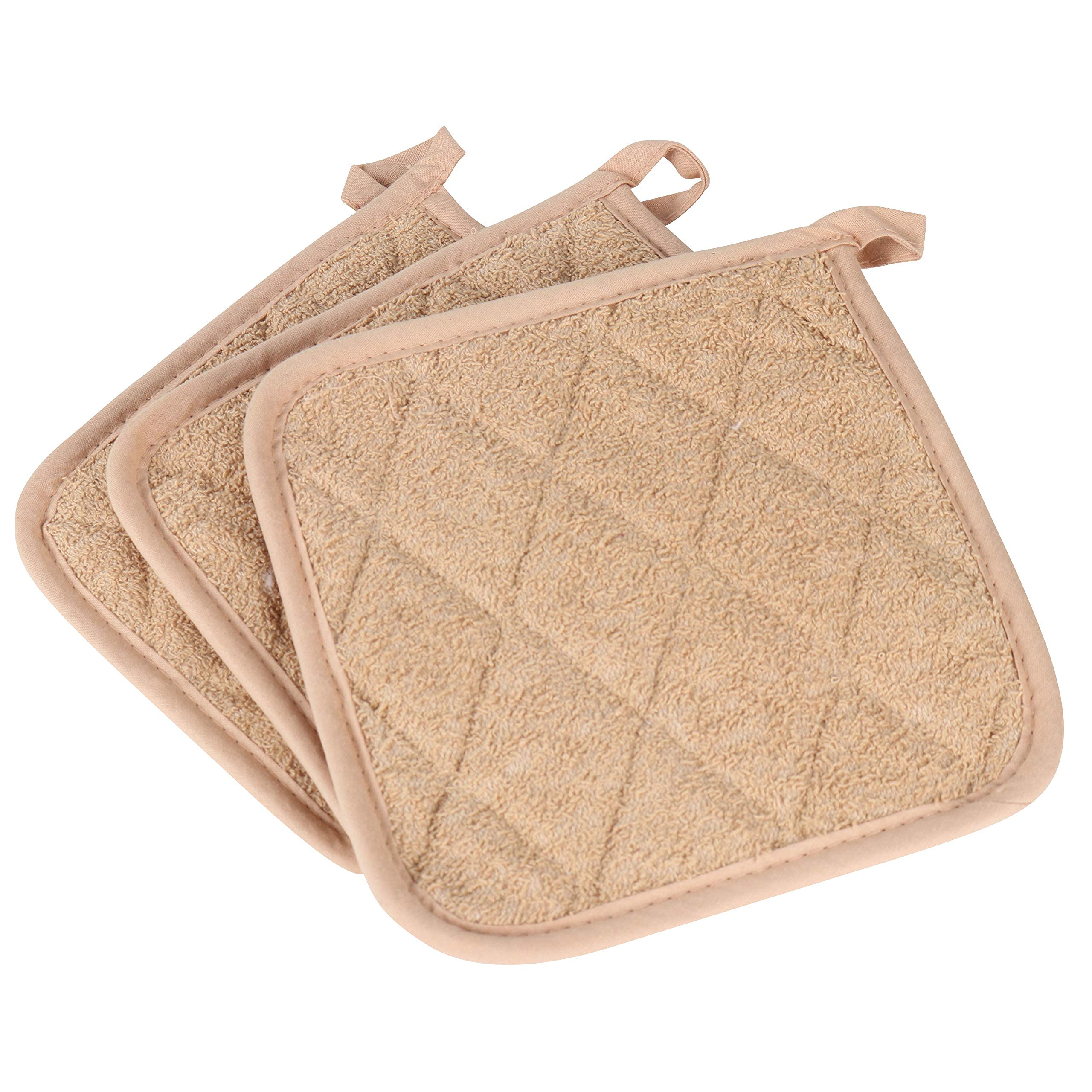**Arkwright Heat Resistant Pot Holders Set of 12 - 7x7 Inch Square Hot Pads for Kitchen, Oven, Cooking & Baking - Professional Grade Washable Cotton Coasters in Tan - Perfect for Grilling, Serving & Home Decor**