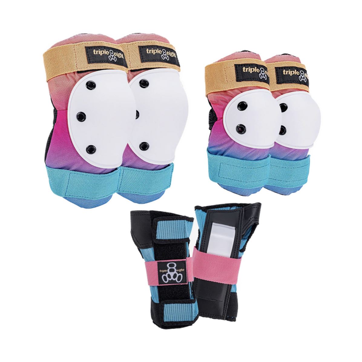 T8 Saver High Impact Protective Gear Set for Skateboarding - 3 Pack (Sunset Color) - Ideal for Skateboarders, Roller Skaters & Extreme Sports Enthusiasts