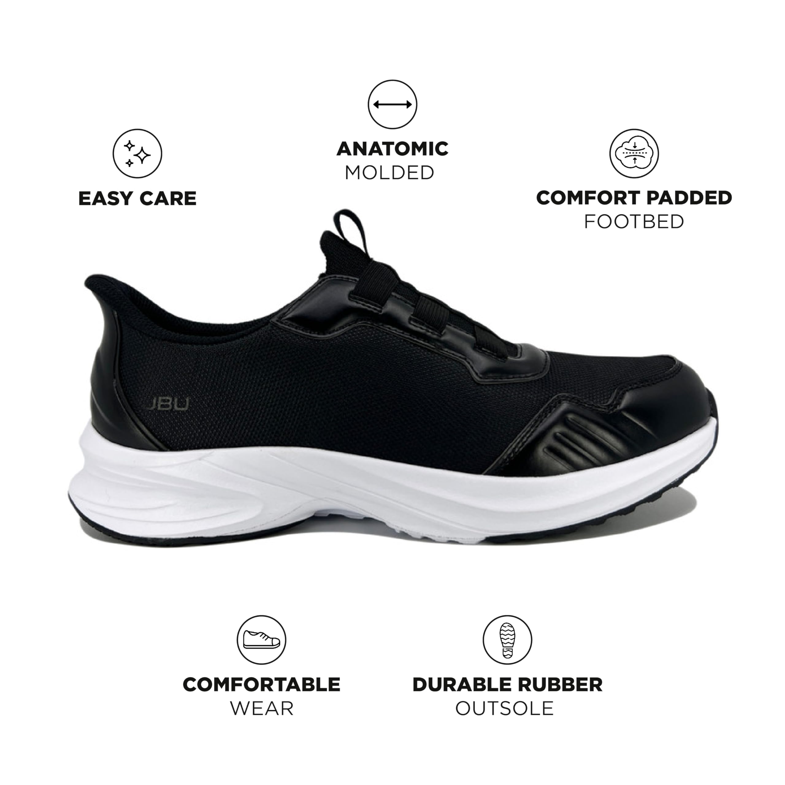 Jambu Men's Dash Slip-On Shoes - Soft Knit & Nubuck Construction, Removable Relax Foam Insoles, Comfort Rocker Bottom - Black Size 12 | Casual Walking, Travel & Everyday Comfort Shoes