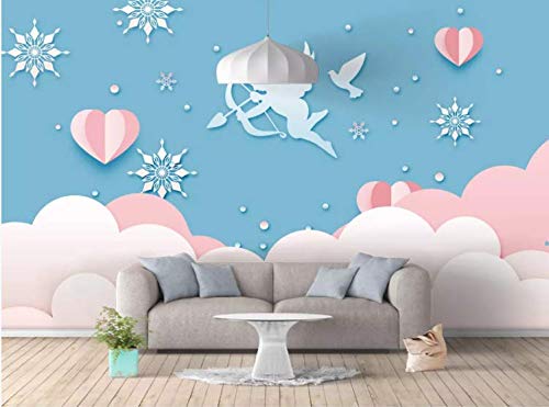 3D Snowflake Cloud Cupid Wall Decal - Self-Adhesive Removable Vinyl Wallpaper Mural (205