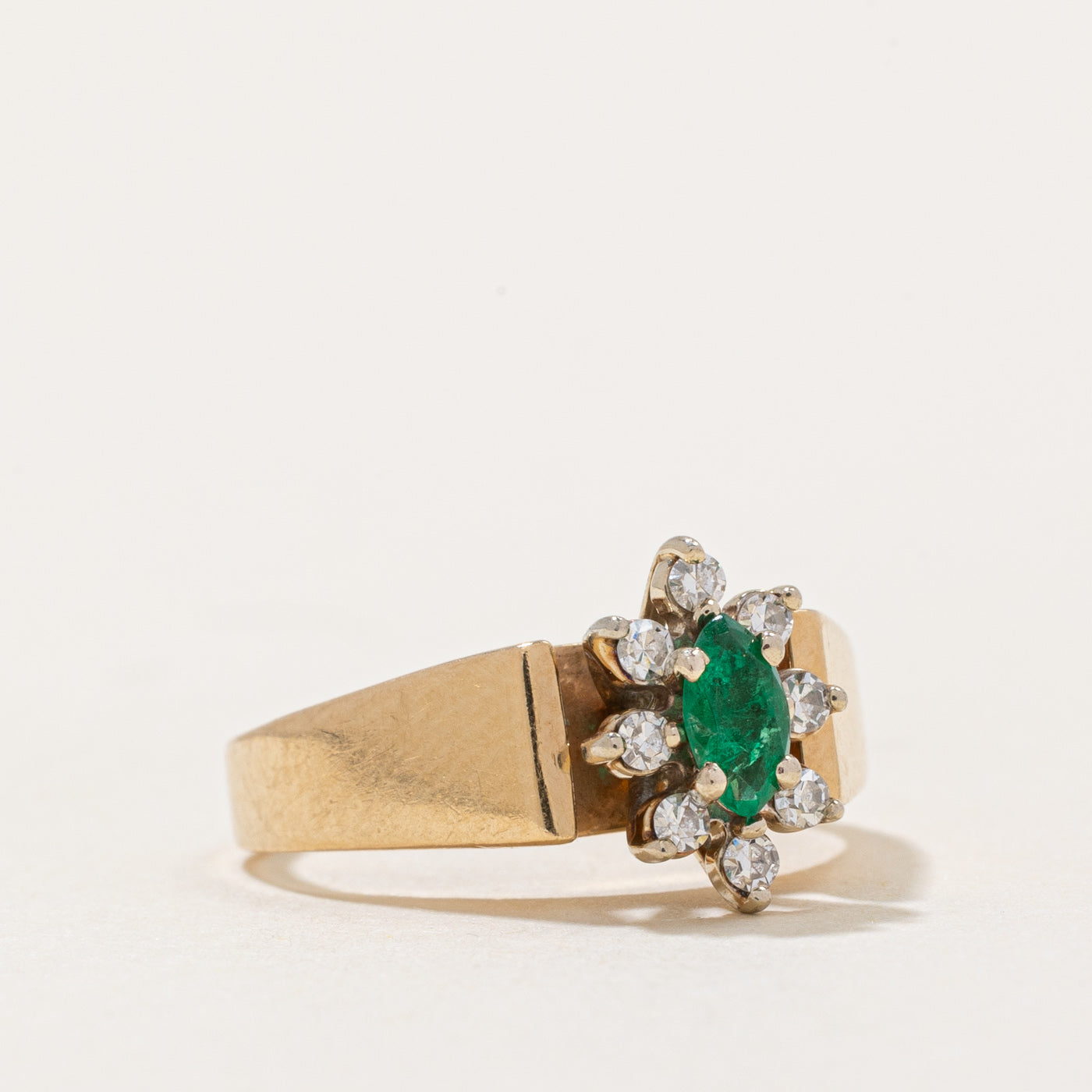 Emerald & Diamond Halo Engagement Ring 0.13ct Center Stone with 0.10ctw Accents - Size 2.75 - Perfect for Wedding, Proposal & Anniversary Gifts