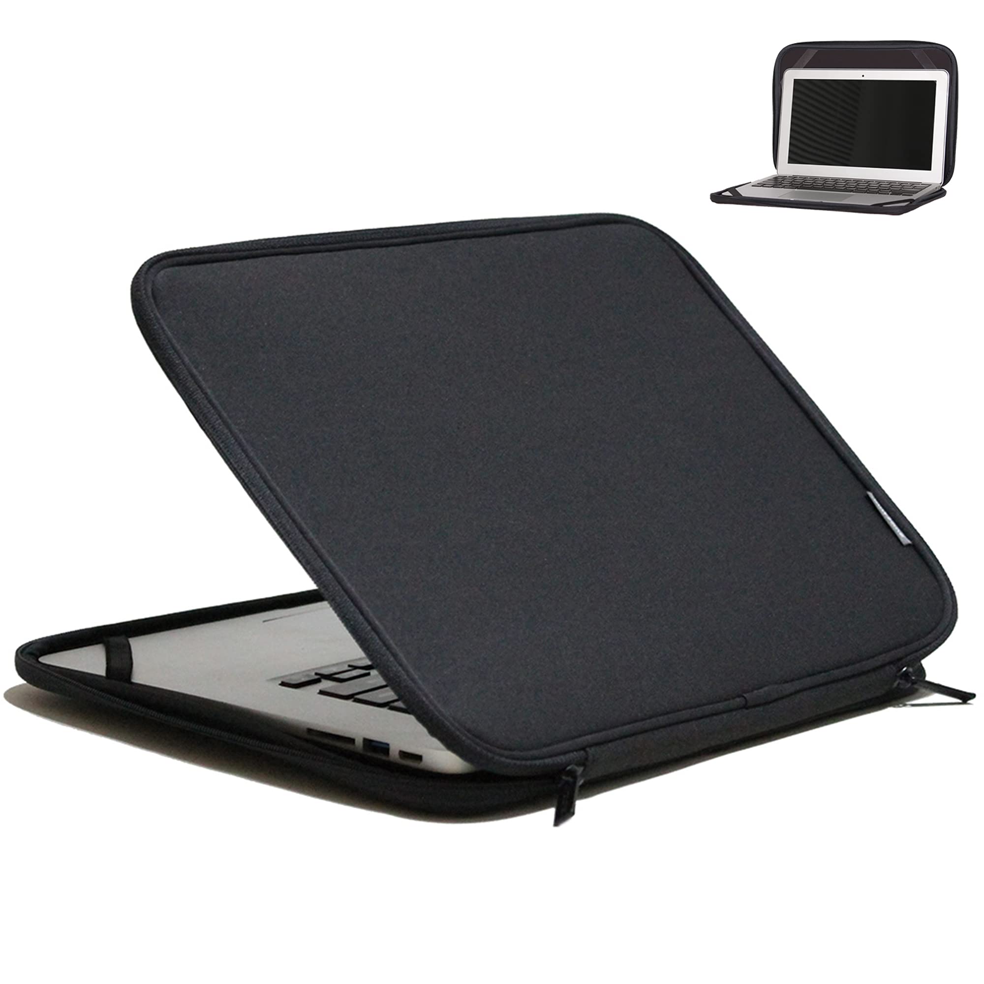 Inntzone 17.3 Inch Laptop Sleeve - Slim Lightweight Foldable Protective Case for Notebook Computer, Durable Flip Cover with Handle (Black) - Perfect for Business Travel, School, Office & Commuting