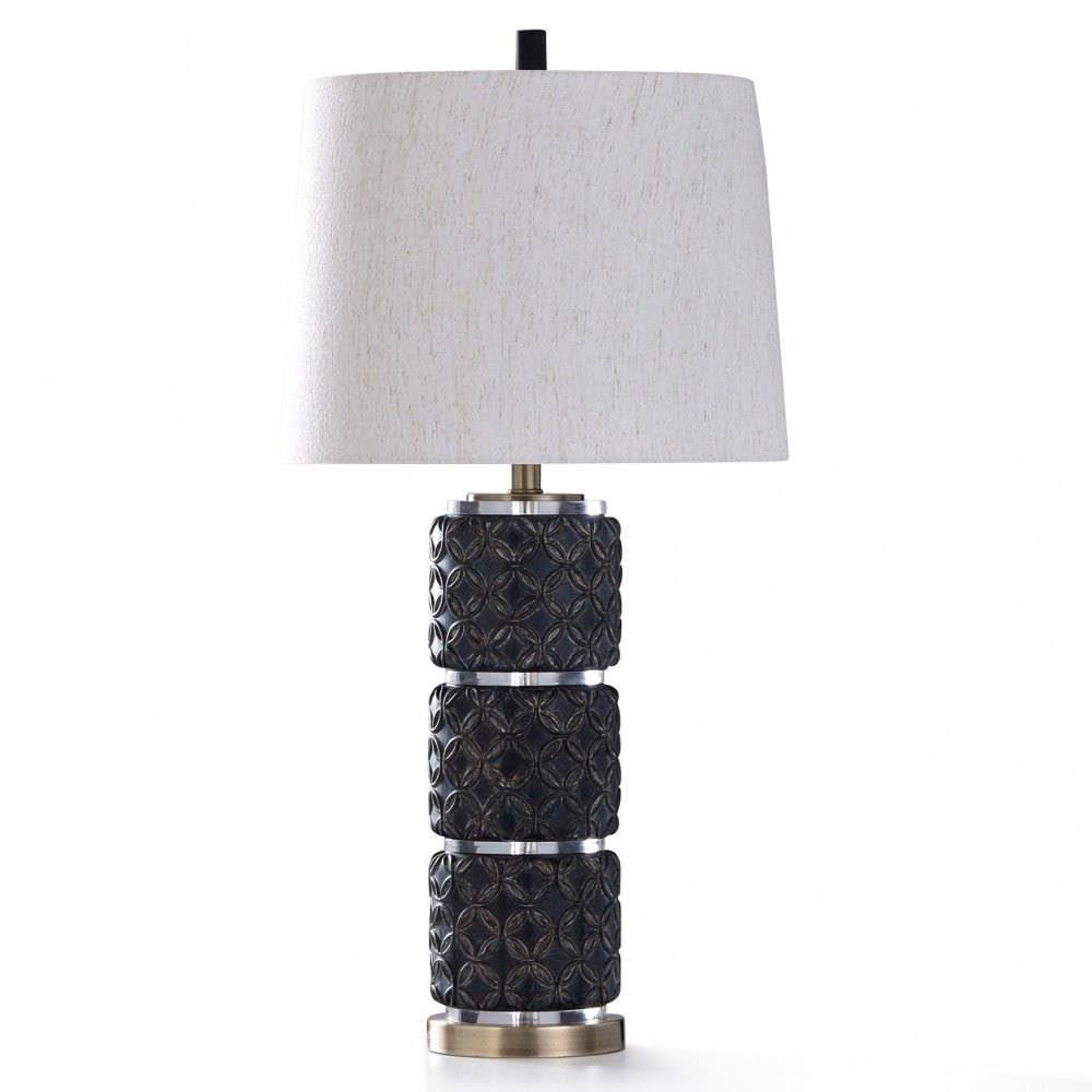 Malta Black Diamond Stacked Column Table Lamp - Modern Crystal Accent Light for Living Room, Bedroom, or Office Decor