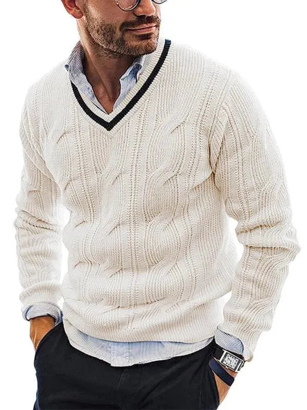 Men's Slim Fit V-Neck Pullover Sweater - Lightweight & Comfortable for Casual Wear, Office, and Layering