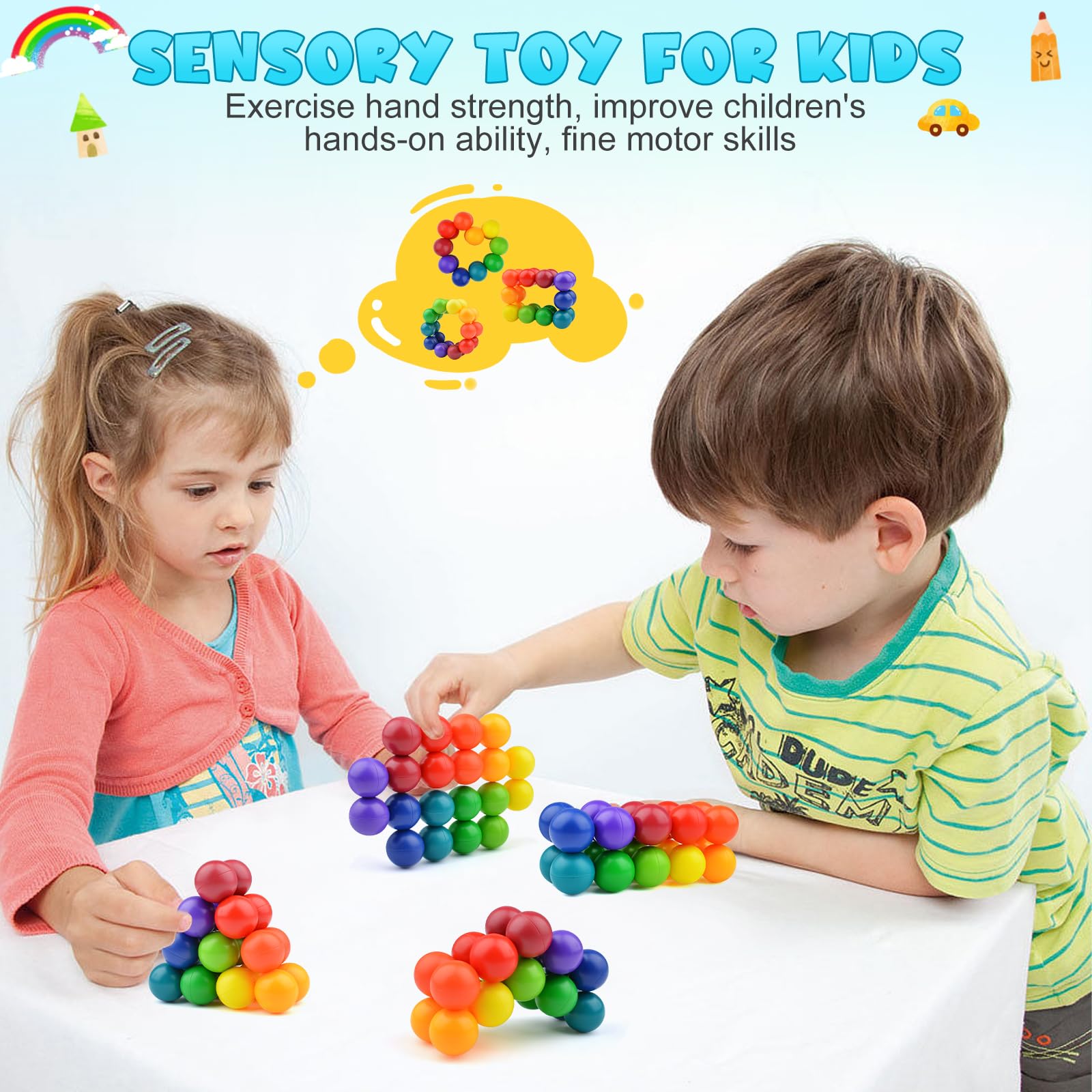 2PCS Autism Sensory Toys for Kids & Adults - Stress Relief Fidget Toys for Children with Autism Ages 3-7, Calming Sensory Toys for Toddlers 3-4 - Perfect Travel Toys, Stocking Stuffers & Birthday Gifts for Kids with Special Needs (Great for Classroom, Therapy & Home Use)