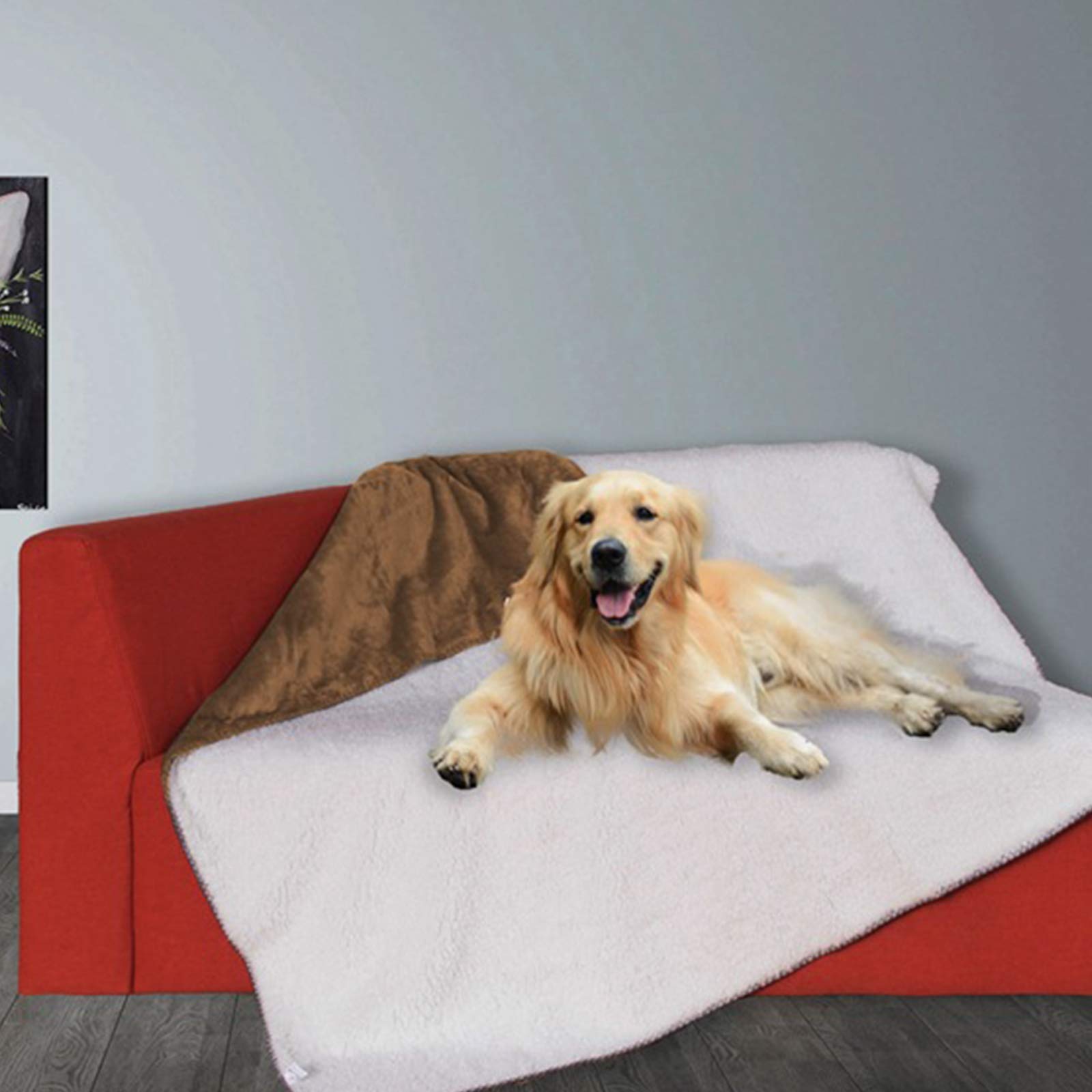 Waterproof Pet Blanket for Dogs & Cats - Soft Sherpa Fleece Throw for Medium Dogs, Puppies & Small Cats | Machine Washable Dog Bed Cover for Couch, Sofa & Bed | Perfect for Indoor Use, Travel & Crate Training