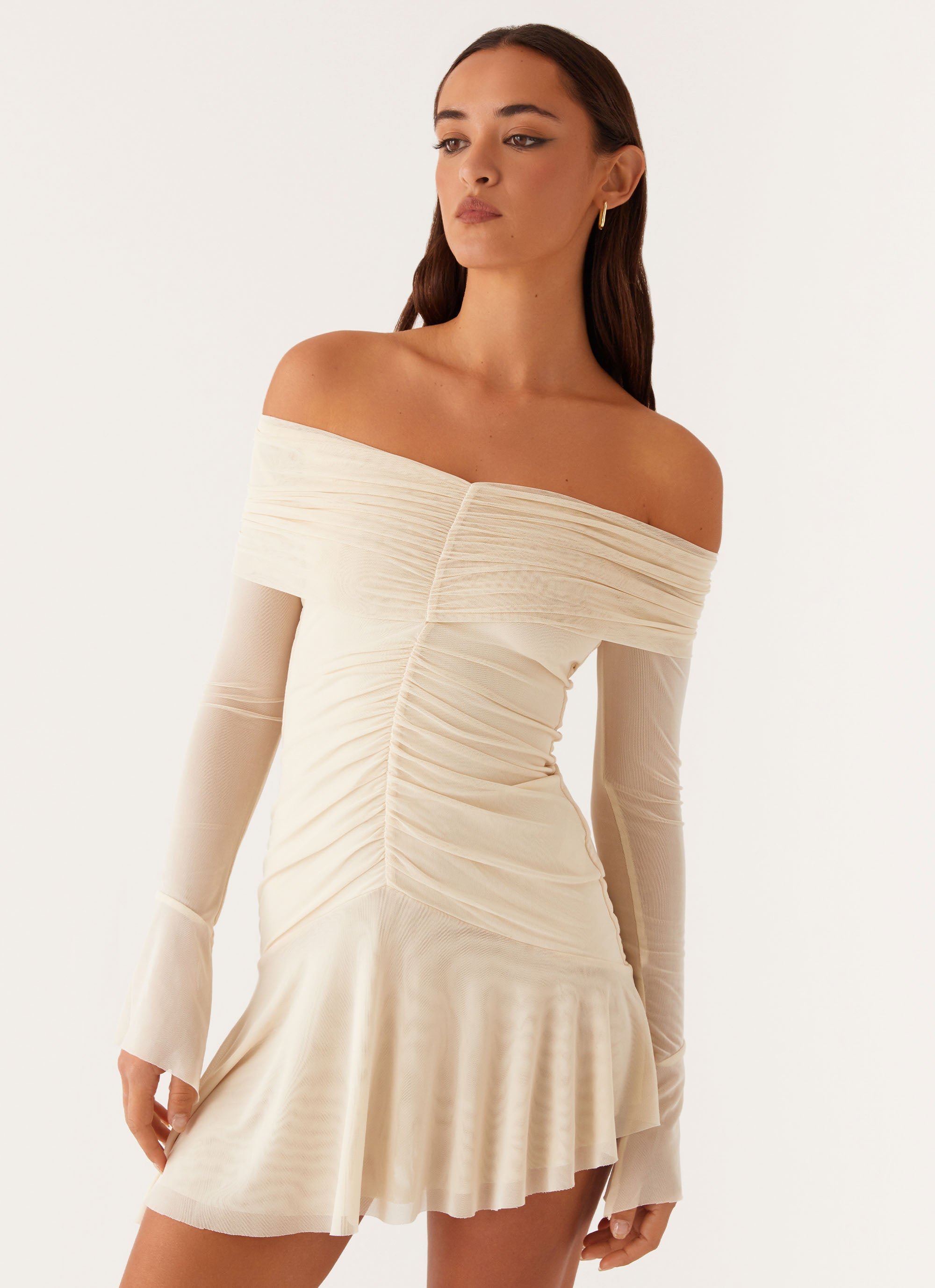 Ellis Ruched Mini Dress - Pastel Yellow Flowy Party Dress for Women, Summer Cocktail & Evening Events | Elegant Bodycon Style for Night Out, Date Night & Special Occasions