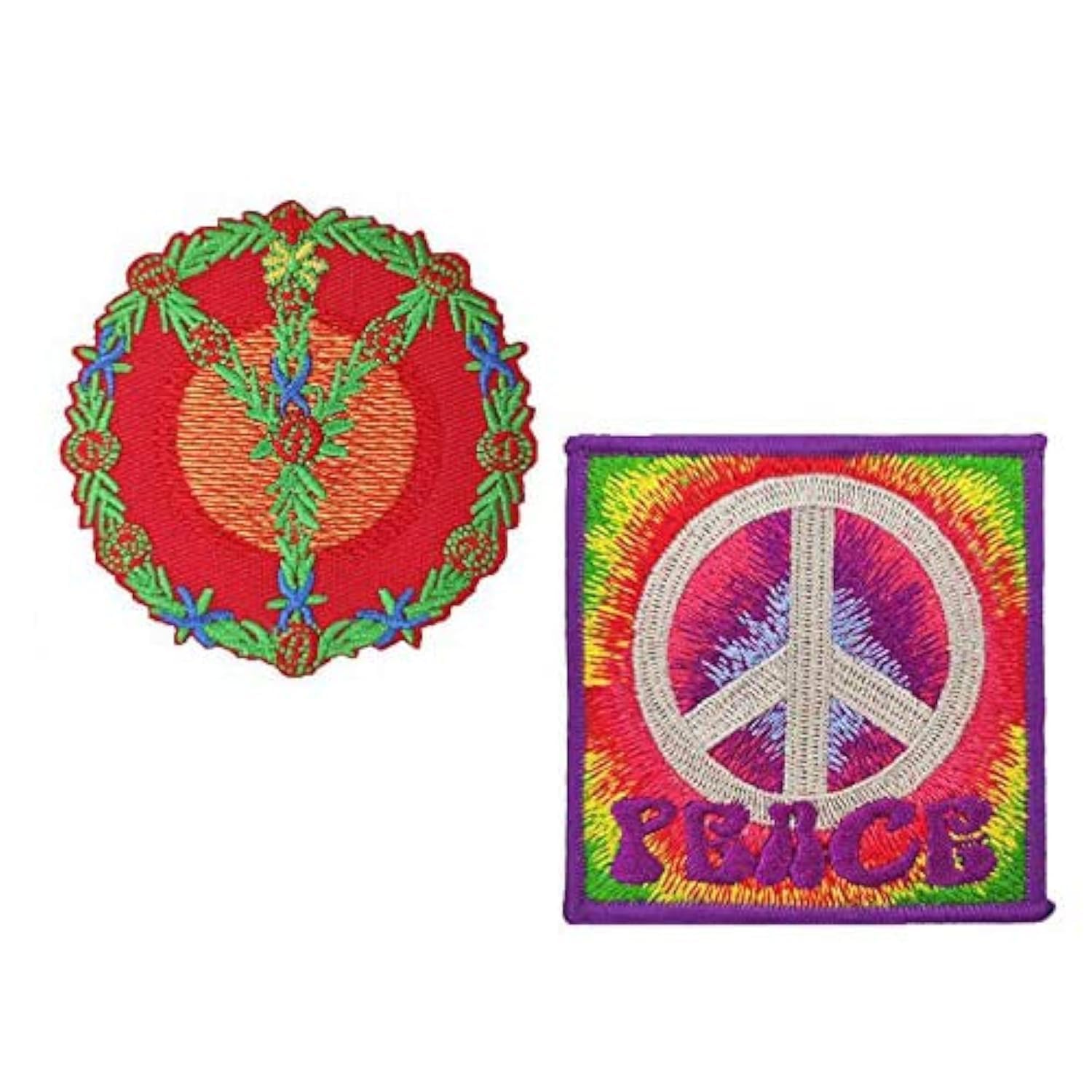 Ukraine Peace Sign Hippie Boho Embroidered Iron-On/Sew-On Patches - Tattoo Style Emblem Applique for Jackets, Bags & DIY Crafts