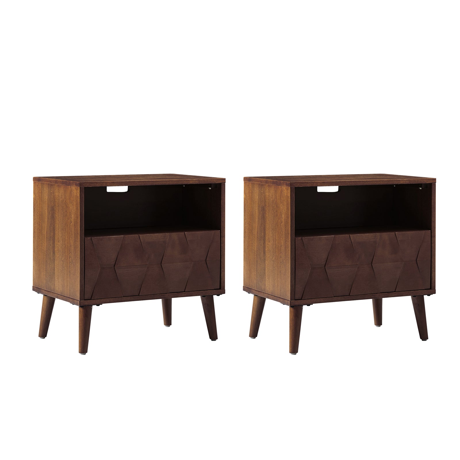 Rosalba Modern Open Shelf Nightstand with Cable Management & Hidden Drawer - Bedside Table for Bedroom, Living Room, Office - Optional Types Available