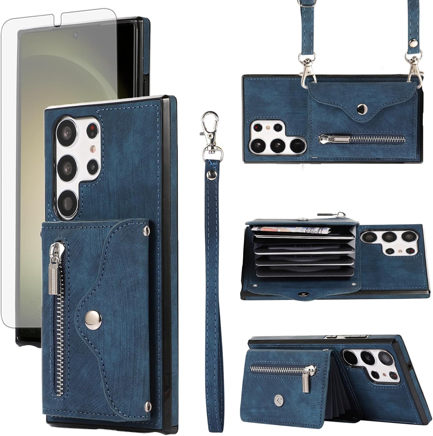Samsung Galaxy S25 Ultra 5G Wallet Case with Card Slots & HD Tempered Glass Screen Protector - Premium Protection for Your Phone (Perfect for Travel, Business & Everyday Use)