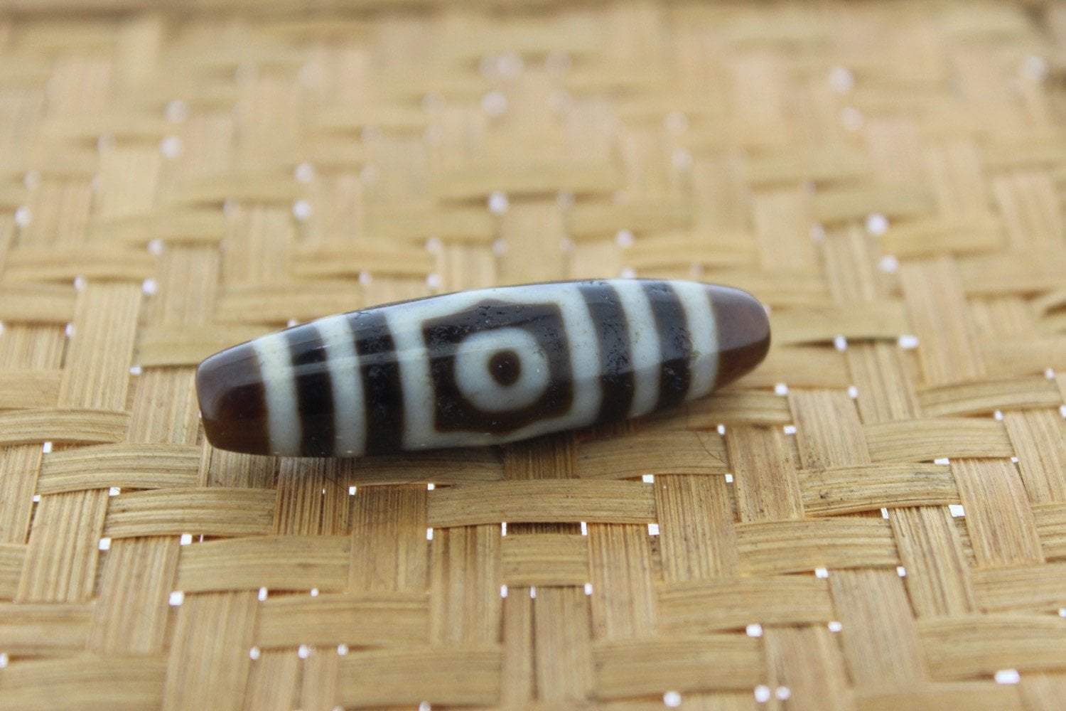 Absolutely Perfect 3 Eye Dzi Bead - Authentic Tibetan Buddhist Prayer Beads for Meditation & Spiritual Protection | Ideal for Jewelry Making, Mala Bracelets & Positive Energy