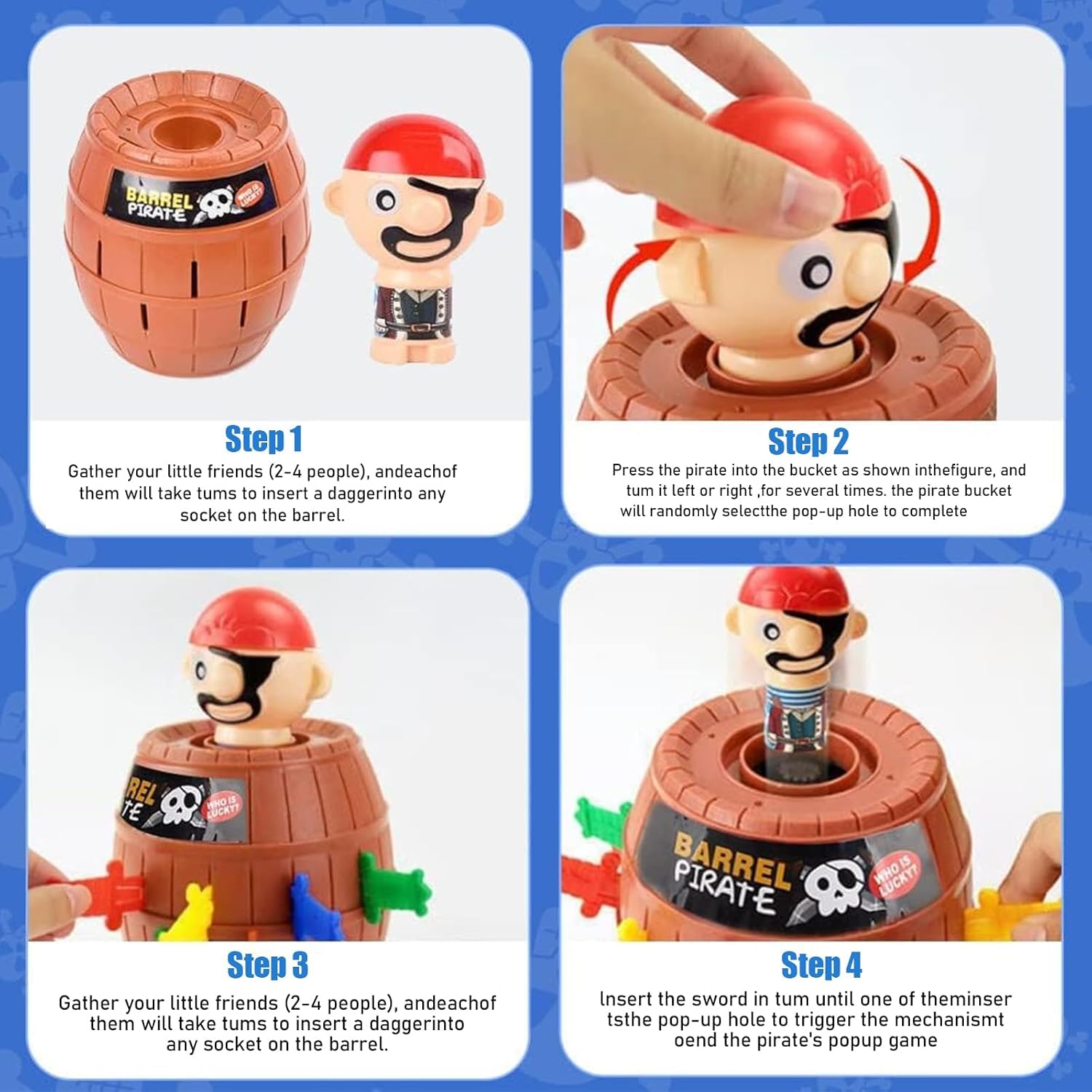 Pirate Pop-Up Barrel Board Game for Kids - Classic Mini Tabletop Game for Family Fun, Preschoolers & Ages 4+ | Perfect for Birthday Parties, Family Game Nights & Classroom Activities