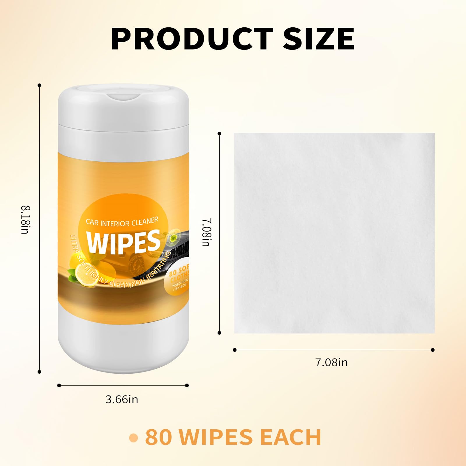 80-Count Plant-Based Auto Interior Car Cleaning Wipes | Non-Greasy Matte Finish with UV Protection | Freshen & Protect Leather, Vinyl & Dashboard | Perfect for Car Detailing, Road Trips & Daily Maintenance