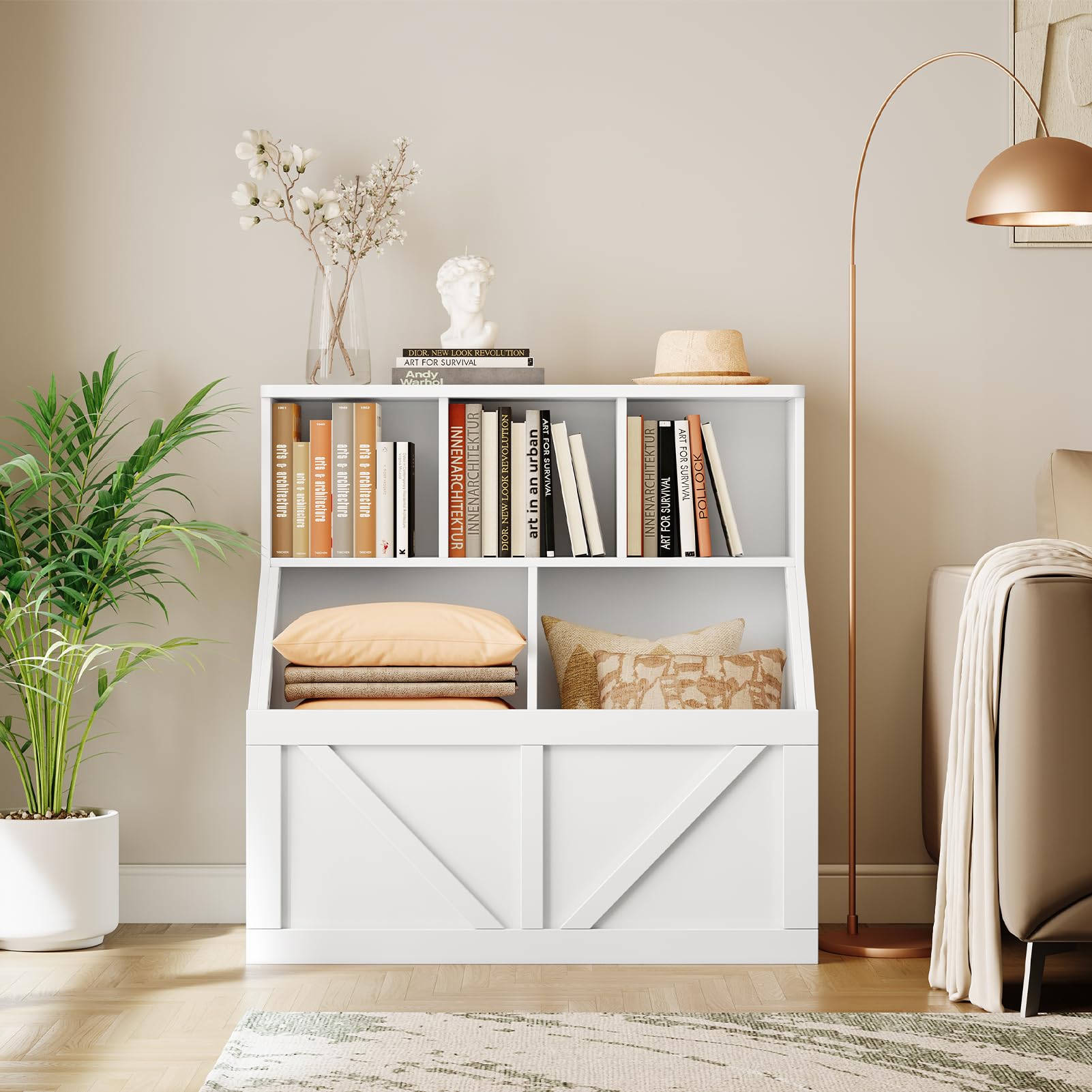 Kids Bookshelf and Toy Storage Organizer - Wooden Toy Cabinet with Shelves & Storage Bins for Playroom, Bedroom, Nursery, Classroom & Daycare - Perfect for Organizing Toys, Books & Learning Supplies