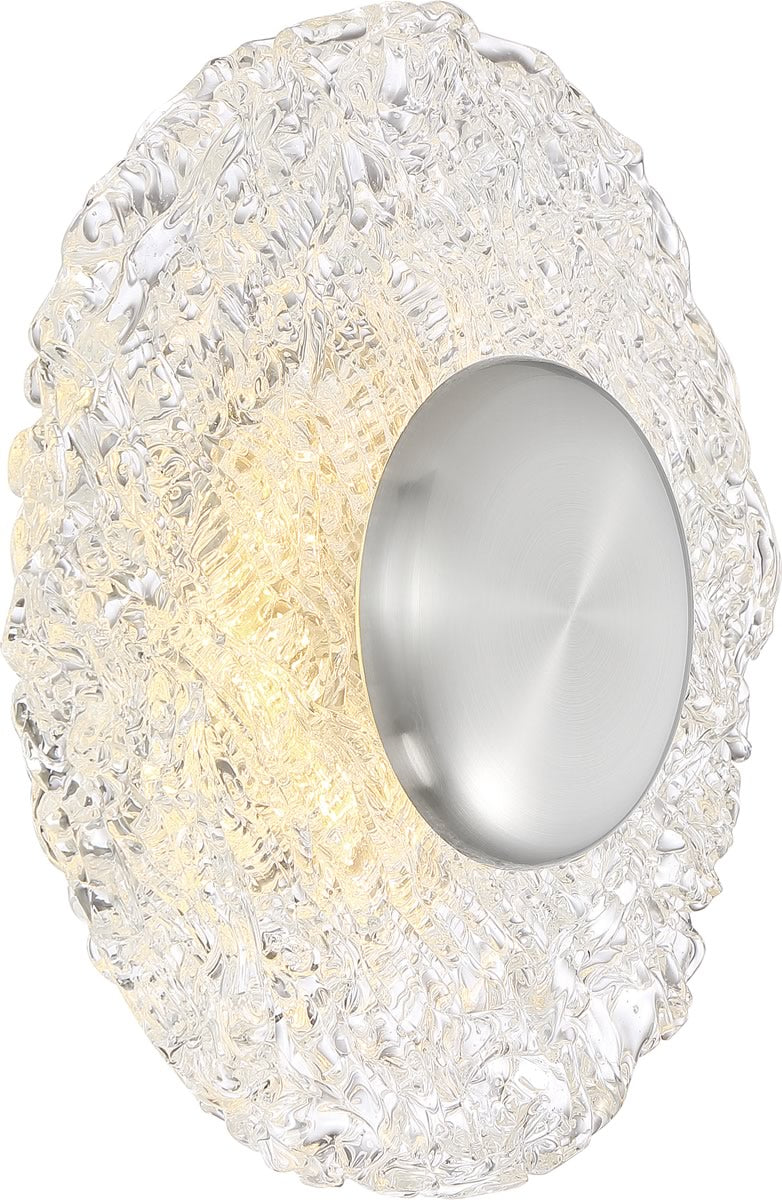 10W Riverbed LED Flush Mount Ceiling Light Fixture - Polished Nickel Finish - Energy Efficient Lighting for Bedroom, Kitchen, Hallway & Office