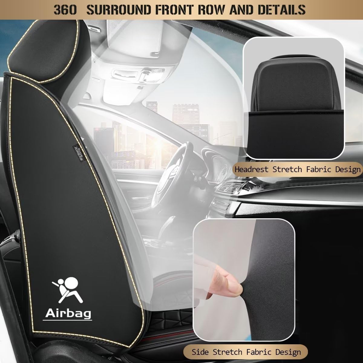 Premium Leather Seat Covers for Ford EcoSport 2018-2025 - Waterproof 5-Piece Full Set (Black) | Durable Car Interior Protection for Daily Commute & Road Trips