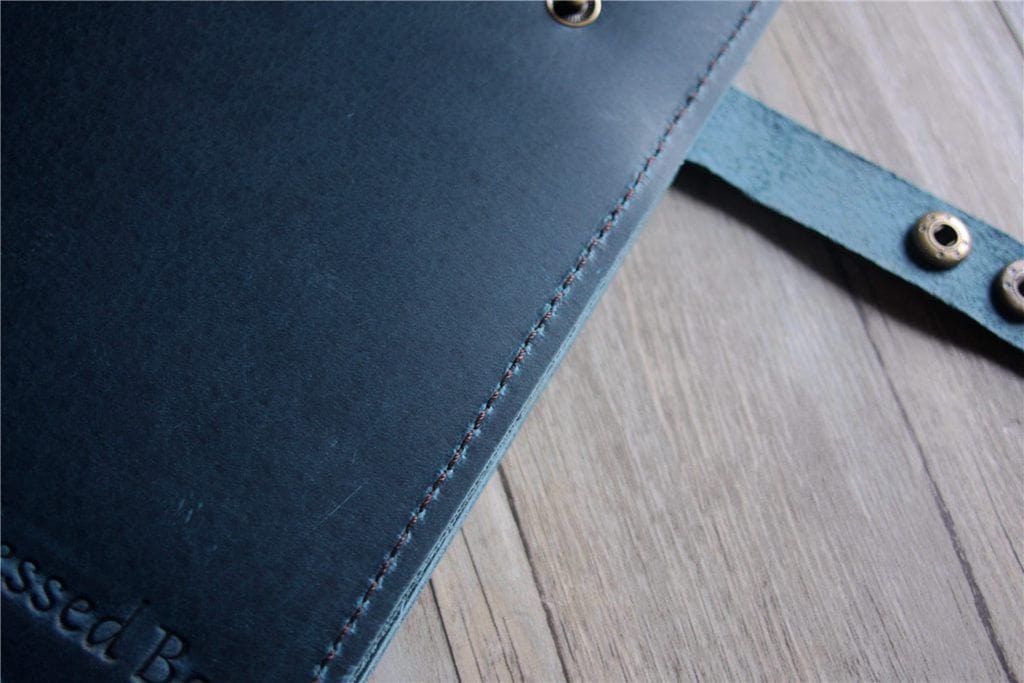 Custom Blue Leather Zipper Organizer - Personalized Name Engraving - Perfect for Travel, Office & Daily Essentials Storage