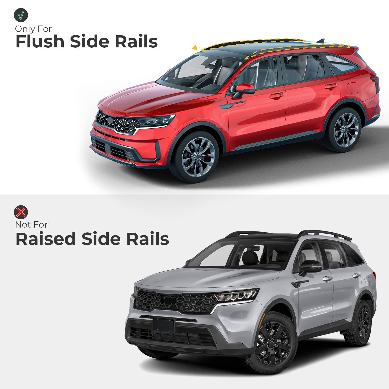 BougeRV Aluminum Roof Rack Cross Bars for Kia Sorento & Sorento Hybrid 2021-2025 - Lockable Anti-Rust Cargo Carrier for Kayak, Ski, Canoe, Bike (Not for X-Line Trim) | Perfect for Road Trips & Outdoor Adventures