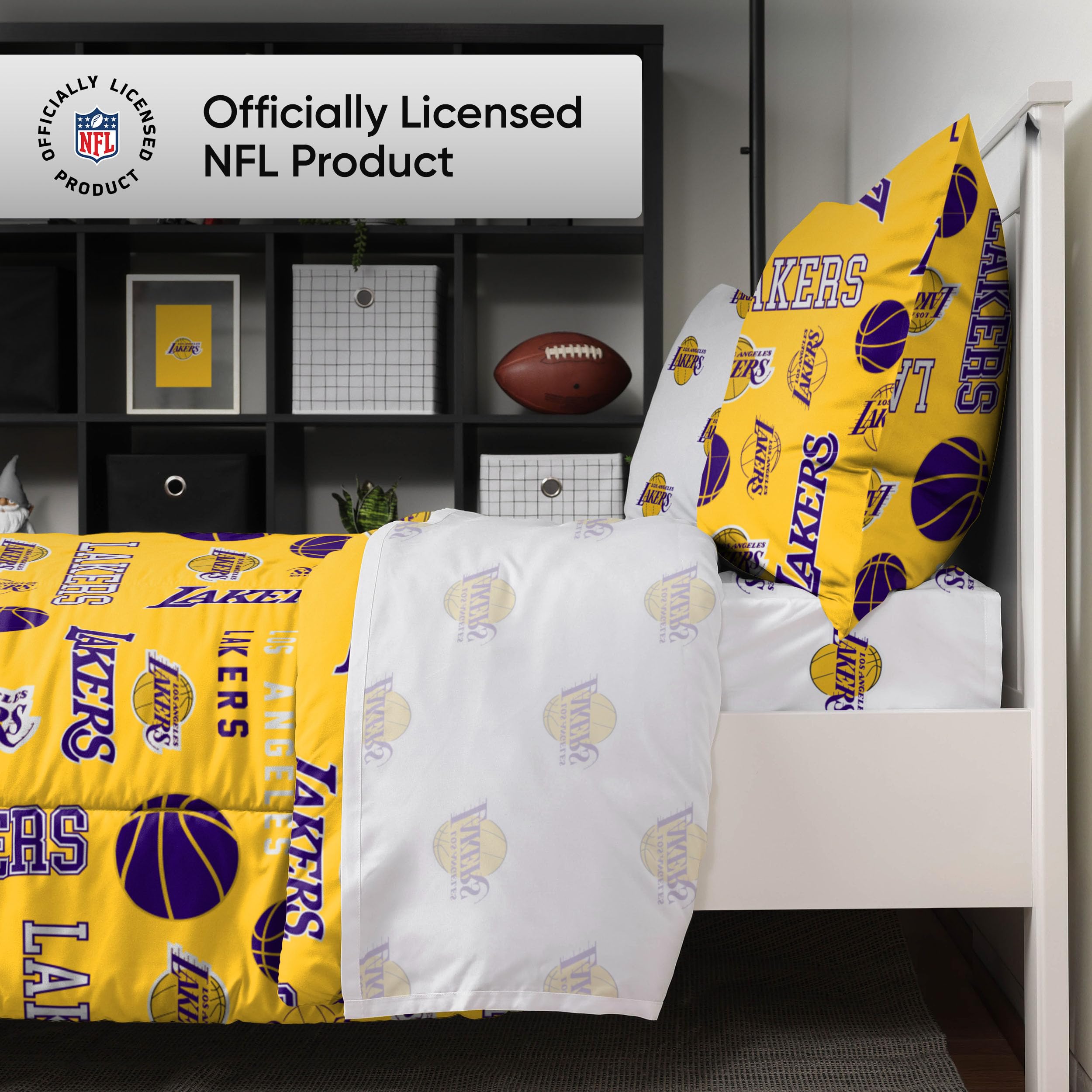 FOCO NFL Team Logo 3-Piece Comforter Bedding Set - Full/Queen Size Soft Microfiber Reversible Blanket with Pillow Shams - Perfect for Game Day, Dorm Room & Sports Fan Gifts
