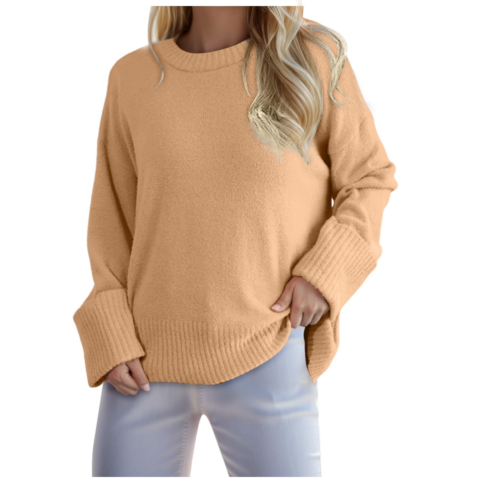 Women's Oversized Fuzzy Chunky Warm Pullover Sweater - Long Sleeve Cozy Knit Fall Winter Fashion 2024 | Casual Loungewear & Streetwear Outfit
