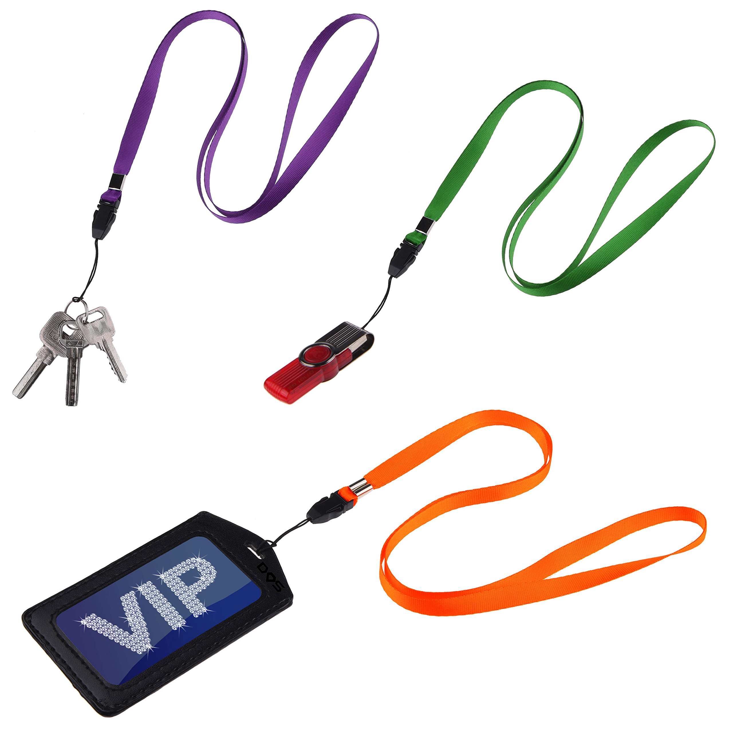 8 Neck Lanyards & 4 Wrist Straps - ID Holder for Work, Events & Travel