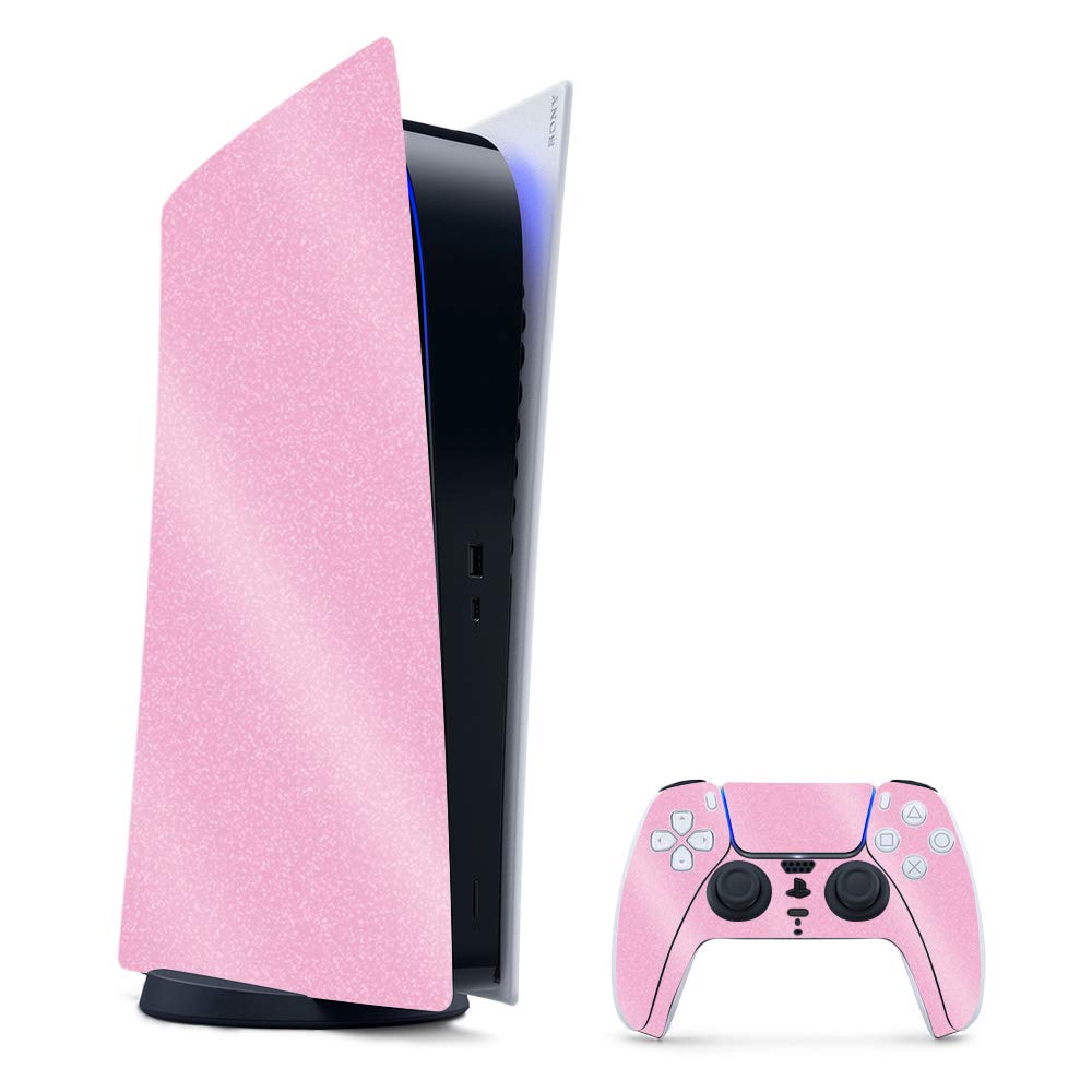 Glossy Glitter PS5 Skin - Pink Gaming Cover for Playstation 5 | Easy Apply for Stylish Protection