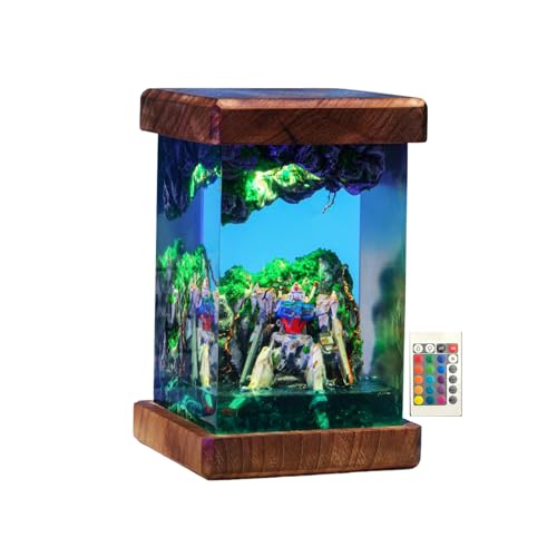 Custom Gundam Wooden Lamp - Handcrafted Robot Art Diorama with Color Changing LED (8x4 Inch) | Unique Anime Night Light for Bedroom, Gaming Room & Collector's Display | Perfect Gift for Gundam Fans & Anime Lovers