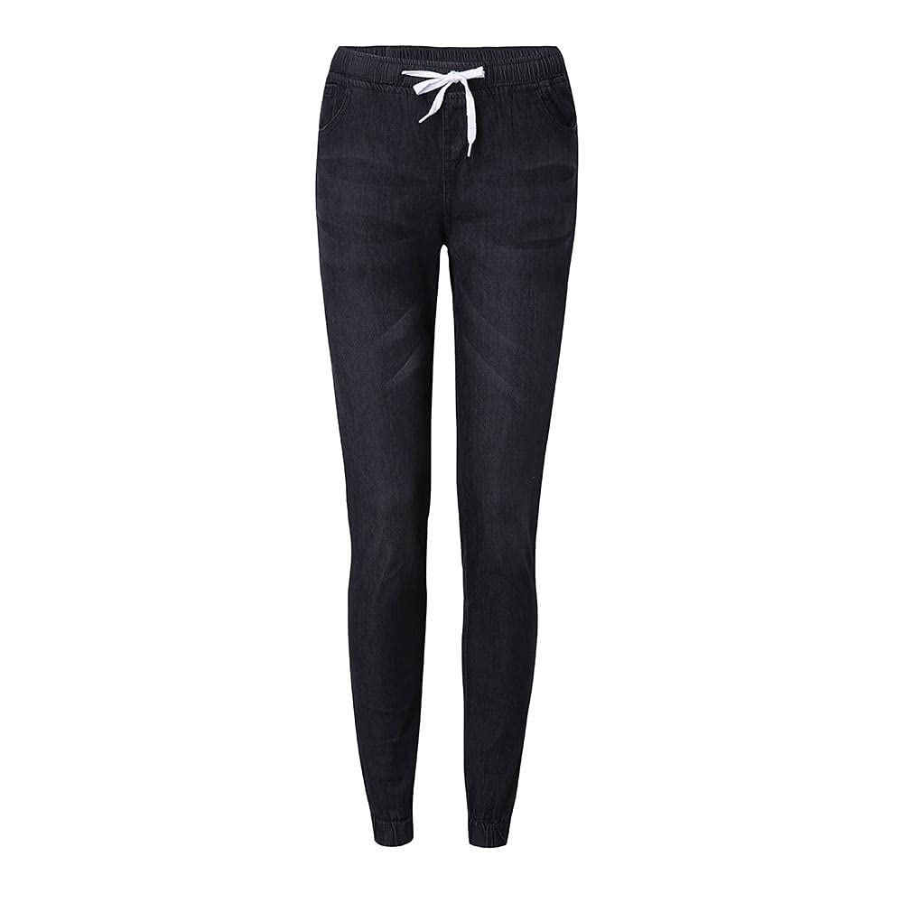 Stylish Stretch Denim Jeans for Women - Loose Fit Cropped Ankle Jeans with Elastic Waist & Drawstring - Plus Size & Tall Options - Perfect for Casual Wear, Autumn Outfits & Everyday Comfort