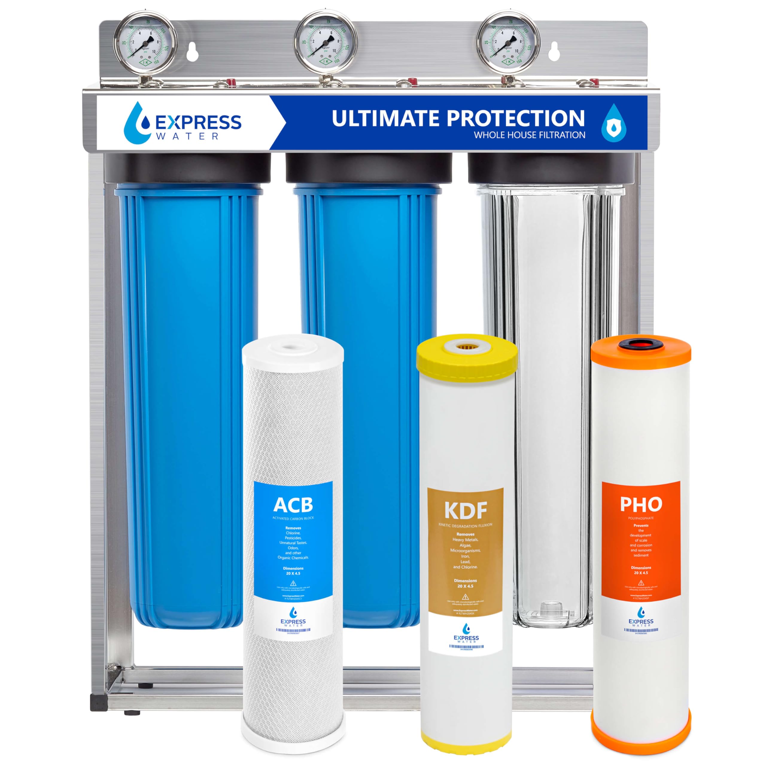 Whole House Water Filter System | 3-Stage Water Purifier for Home | Heavy Metal & Anti-Scale Filtration | Reduces Chlorine, Chloramine, PFAs, Lead, Arsenic | Perfect for Clean Drinking, Showering & Appliance Protection