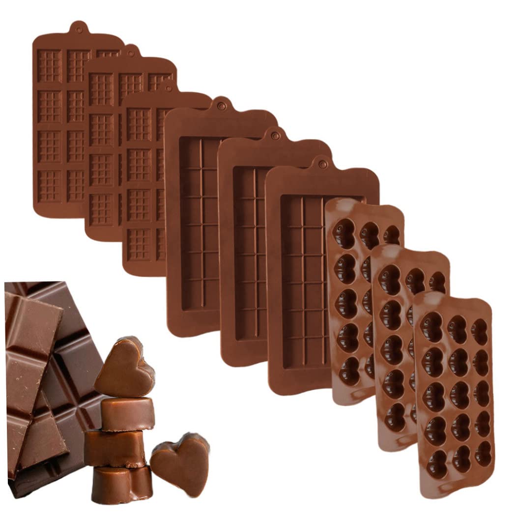 Eaarliyam 9PCS Silicone Chocolate Mold Set - Non-Stick Fondant Waffle Candy Mould for Baking Cookies, Biscuits & Desserts | Perfect for DIY Candy Making, Cake Decorating & Holiday Treats