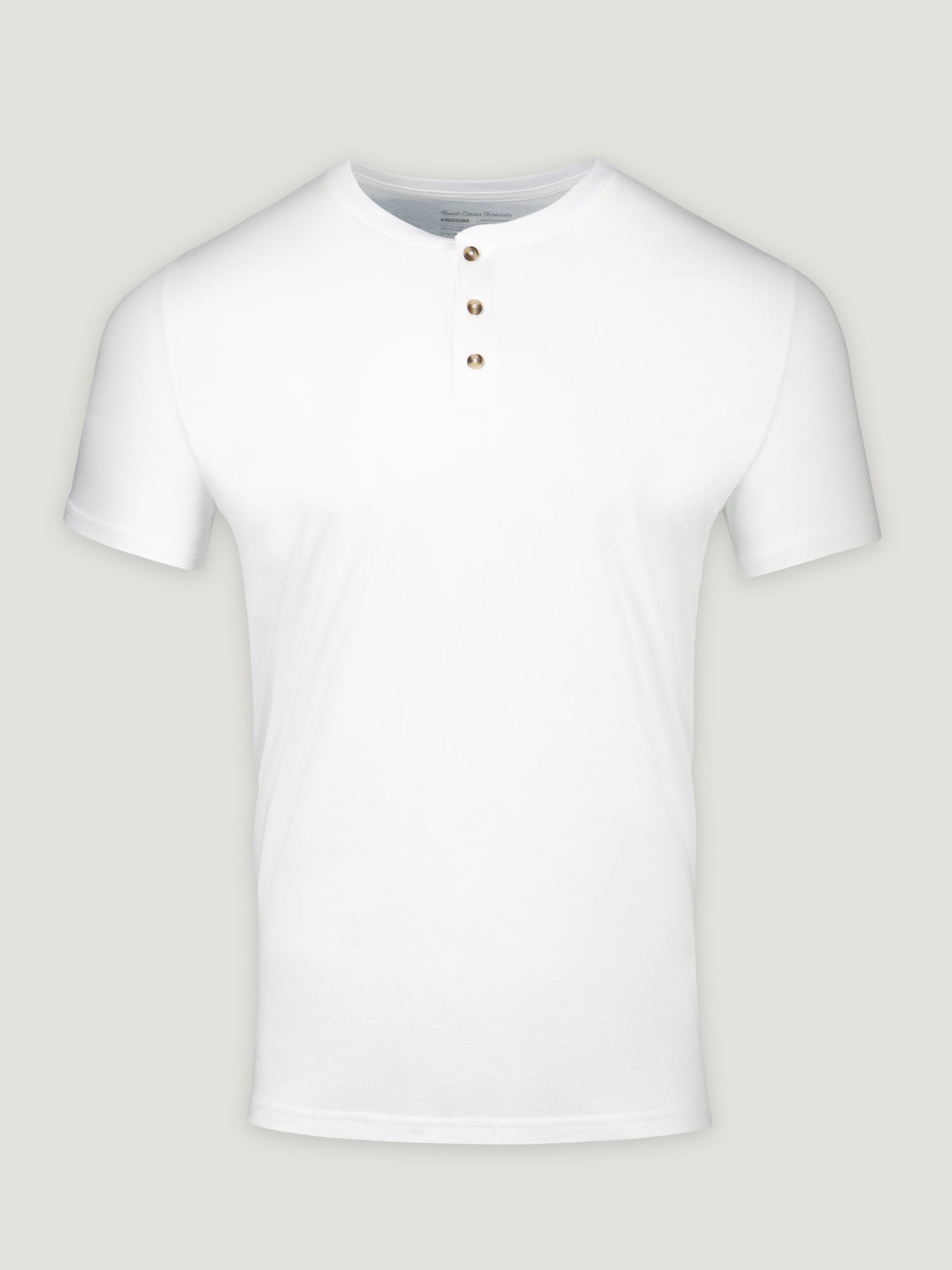 Men's White Short Sleeve Henley Shirt - Casual Button-Up Cotton Tee for Summer Outfits & Beach Wear