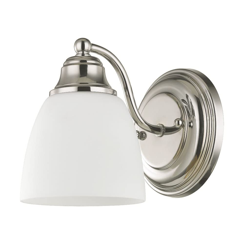 Livex Lighting 13671-91 Somerville 1 Light Wall Sconce, Brushed Nickel - Modern Wall Light Fixture for Bedroom, Hallway & Living Room Decor