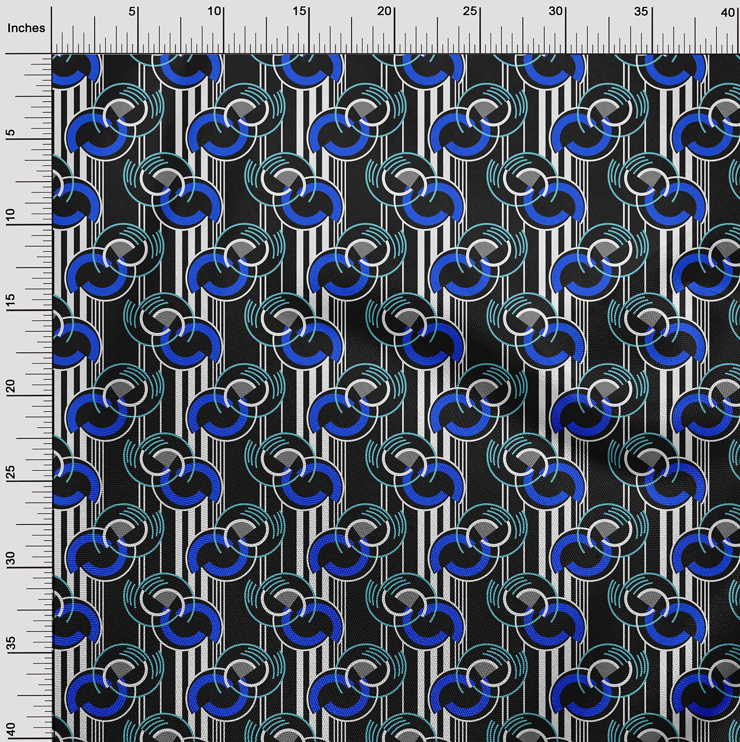 oneOone Polyester Spandex Black Geometric Print Fabric by The Yard - 56 Inch Wide Stretch Dress Material for DIY Fashion, Home Decor & Craft Projects