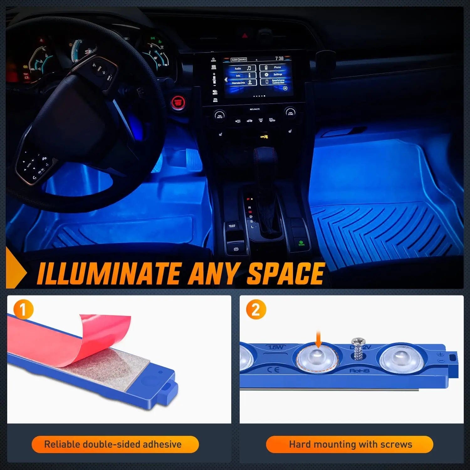 24-Piece Ultra Bright Blue LED Light Kit - 8 Sets of 3 LEDs for Home, Car, and Party Decorations