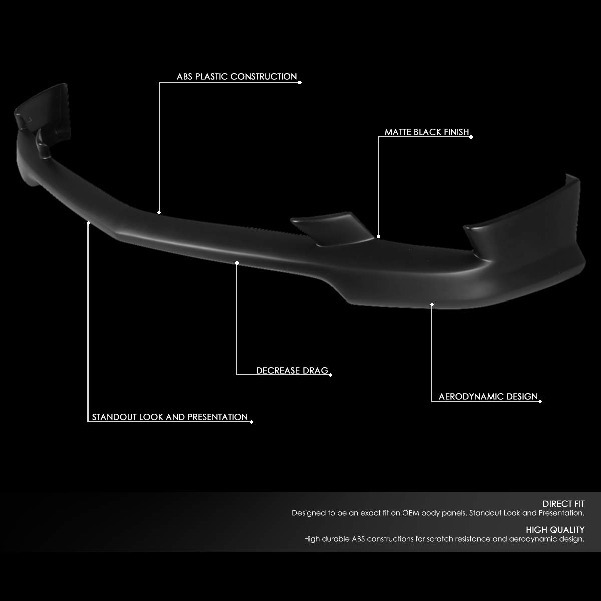 DNA Motoring BPLIP-0008 Front Bumper Lip Splitter Chin Spoiler Body Kit - Universal Fit for Cars & Trucks - Enhance Aerodynamics & Sporty Look - Perfect for Racing, Car Shows & Street Performance