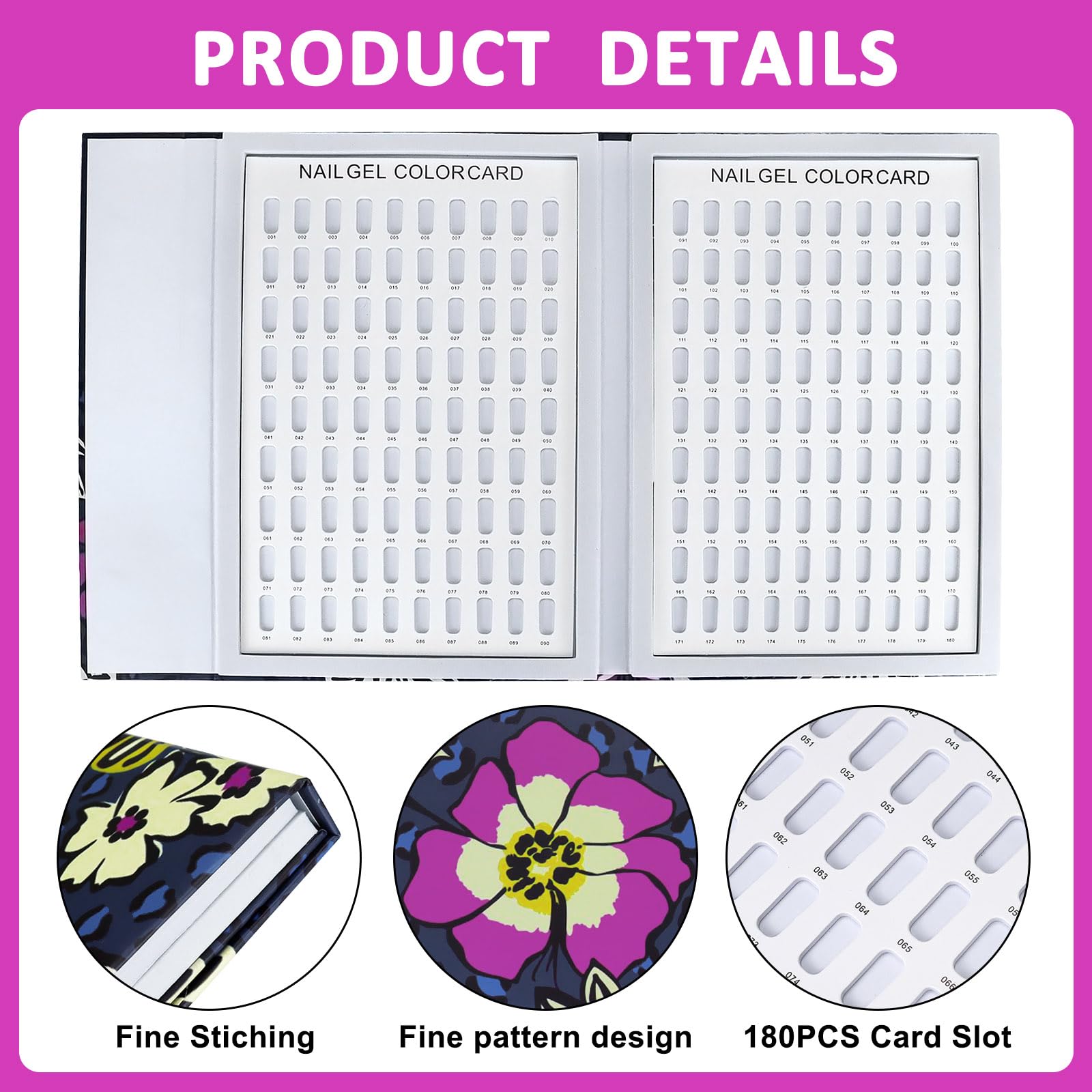 180 Nail Polish Color Swatch Book - Professional Nail Gel Color Chart Display for DIY Nail Art & Salon Use - Perfect for Nail Technicians, Manicurists & Home Nail Care