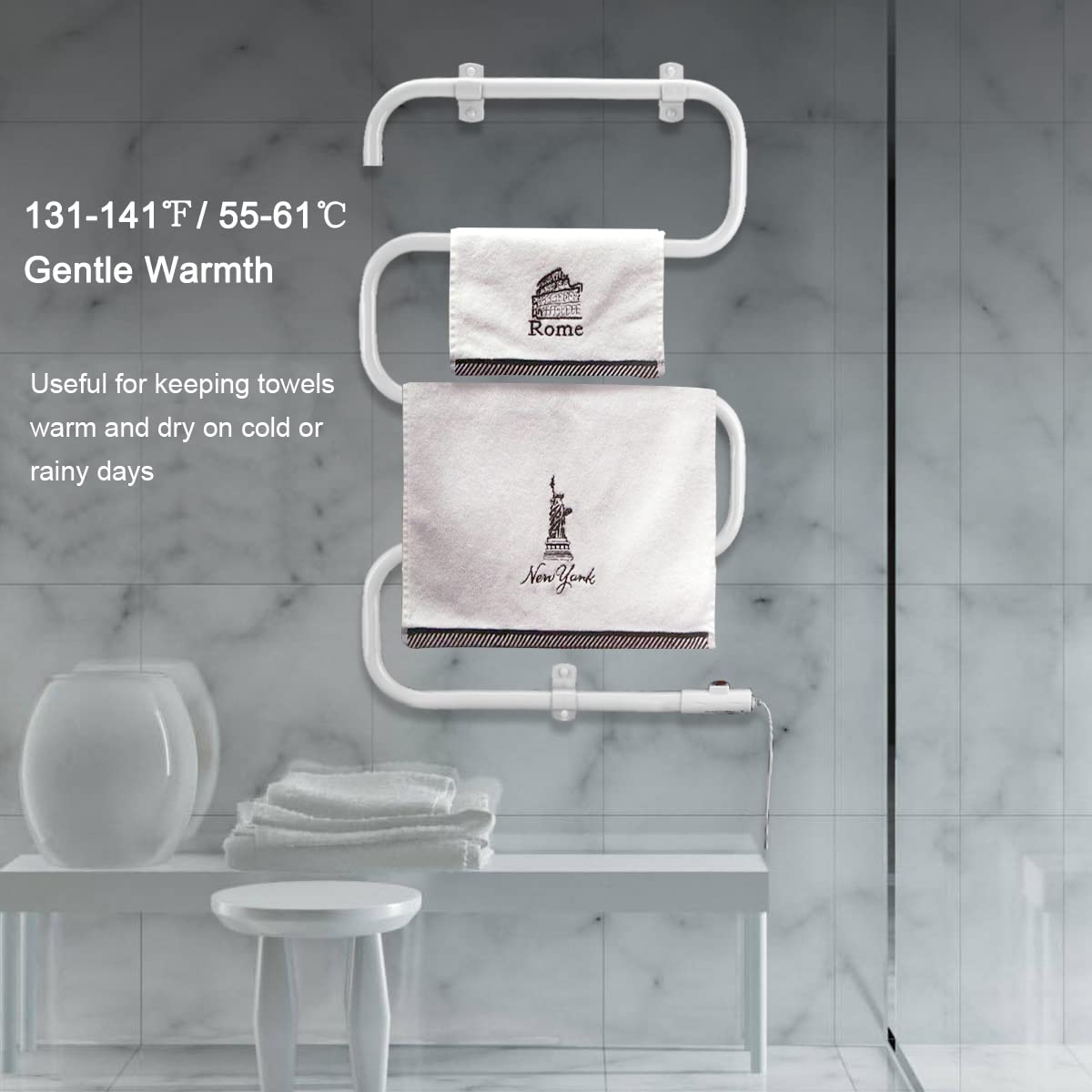 Homeleader Electric Towel Warmer & Drying Rack - 120W Wall Mount or Freestanding Bathroom Heated Towel Rack for Spa, Luxury Hotels & Cozy Home Use