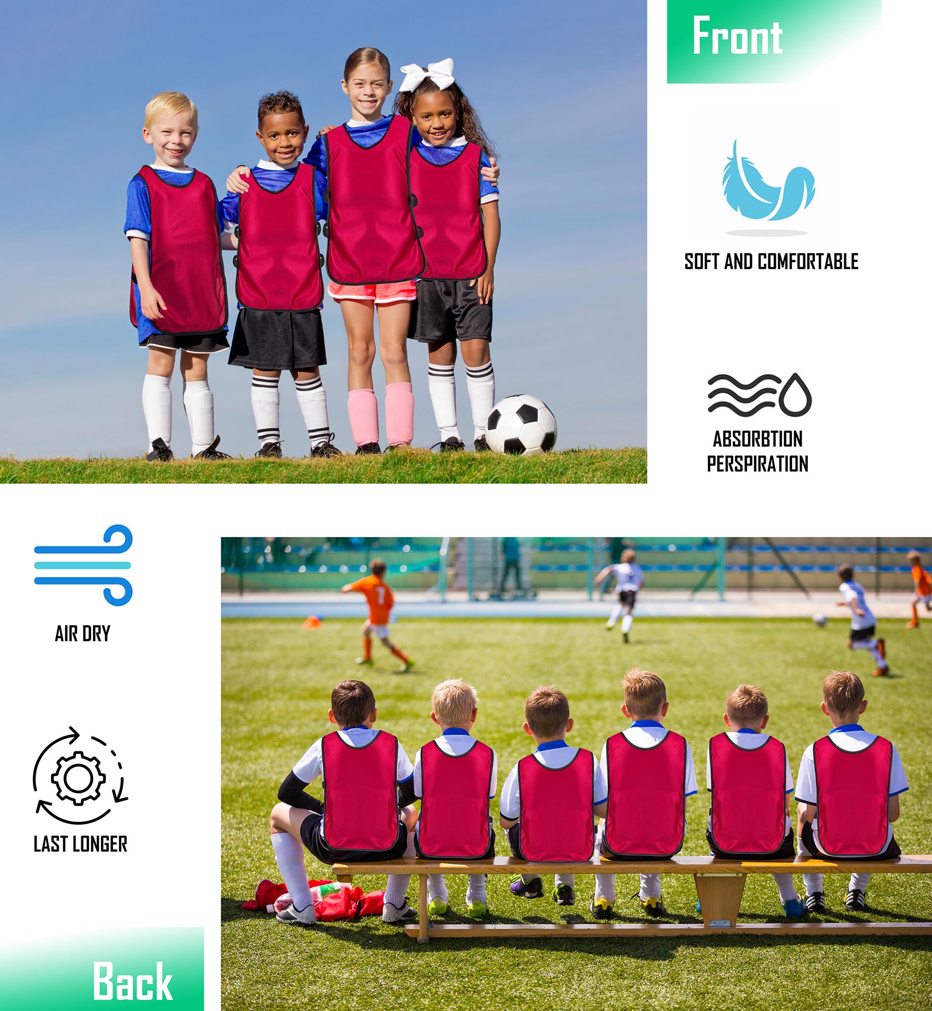 HIRQUITICKE Reversible Soccer Training Bibs for Adults & Youth - Breathable Mesh Practice Vests for Football, Basketball, Soccer - Ideal for Team Drills, Scrimmages & Sports Camp Activities