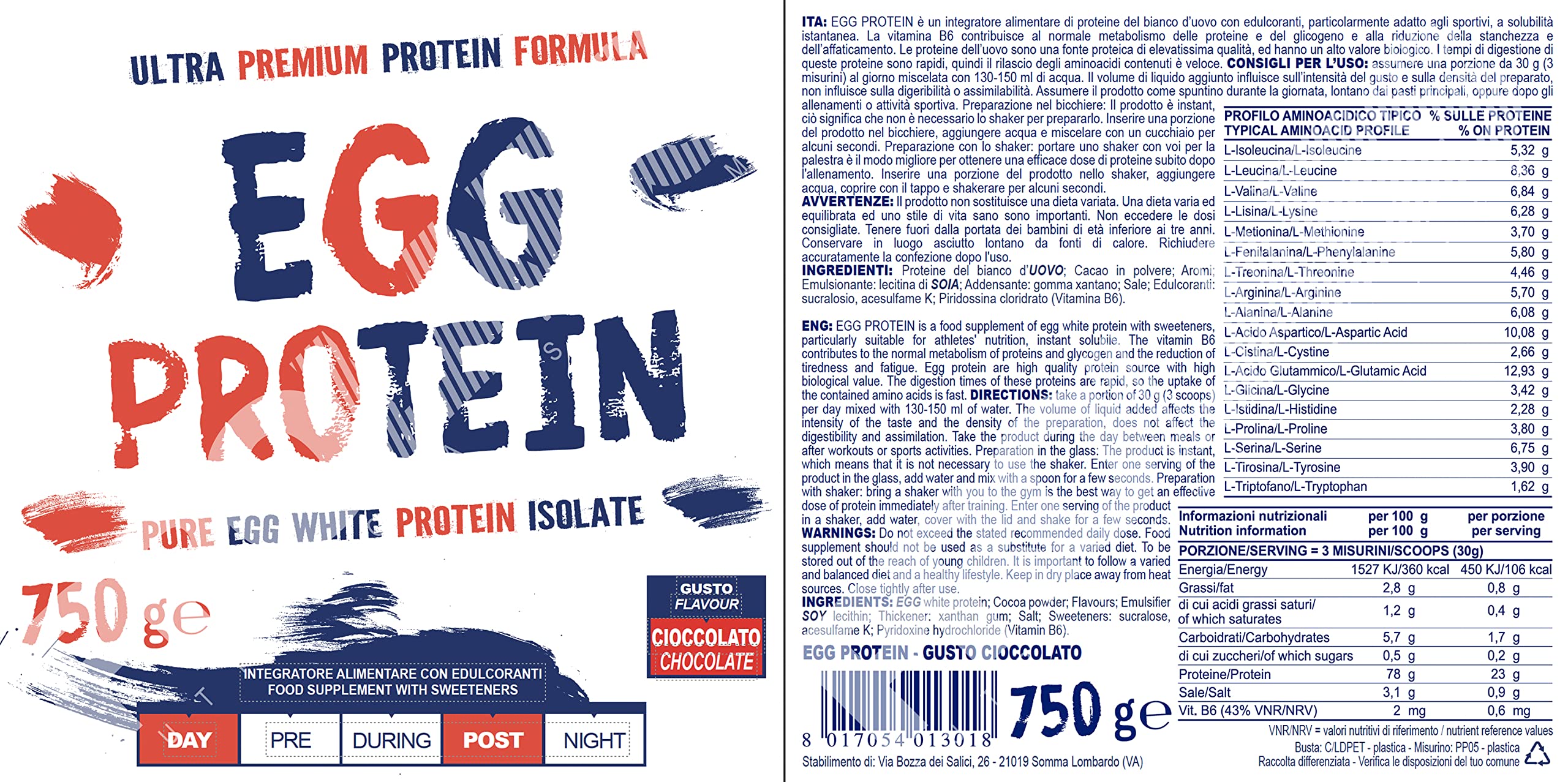 Prolabs Egg Protein Powder 750g - Egg White Protein with Vitamin B6 - Rich Cocoa Flavor - Ideal for Post-Workout Recovery & Muscle Building