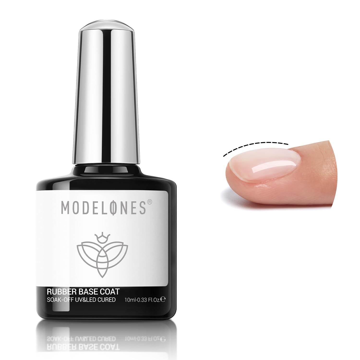Modelones Clear Rubber Base Gel Nail Polish - Strengthening Builder Gel for Thin Weak Nails, Apex Building & Long-Lasting Protection - Soak Off UV LED Gel for Nail Enhancement (Perfect for Salon Use & DIY Manicures at Home)