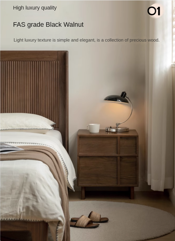 Solid Black Walnut Wood Nightstand with Drawer - Caluswood Bedside Table for Bedroom Storage | Perfect for Small Spaces, Apartment Living & Modern Home Decor