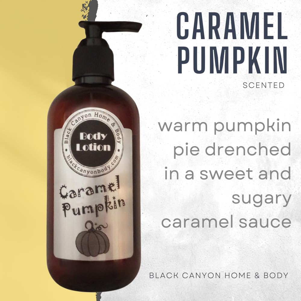 Black Canyon Caramel Pumpkin Scented Body Lotion with Lanolin & Jojoba Oil - 1 Gallon Moisturizing Cream for Dry Skin | Perfect for Fall Skincare, Massage Therapy & Gift Sets