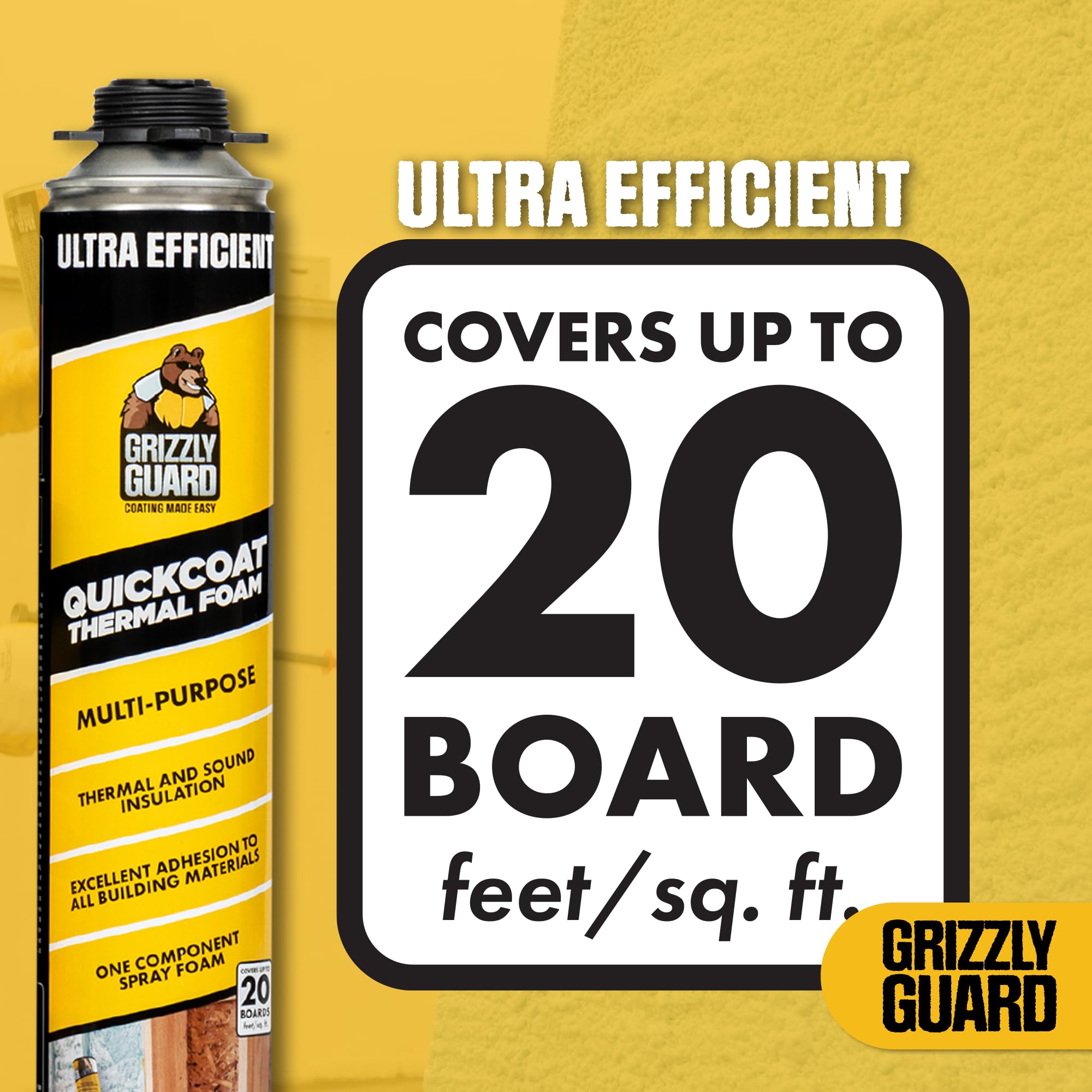 Closed Cell Spray Foam Insulation Kit - DIY Expanding Polyurethane Foam Sealant for Walls, Attic & Concrete - Thermal & Sound Insulation (120 Board Feet, 6 Pack) - Perfect for Home Renovation, Energy Efficiency Projects & Soundproofing Rooms