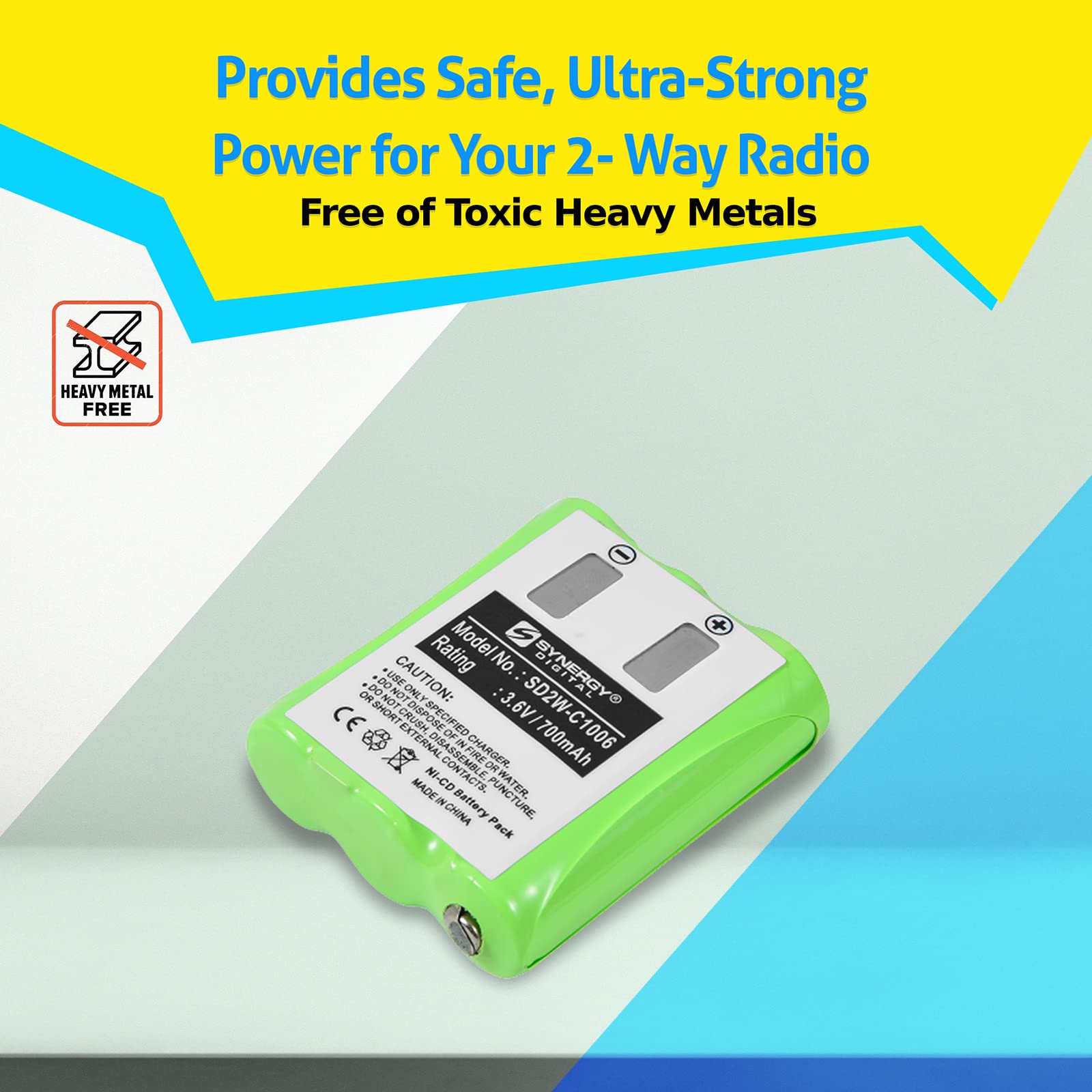 Synergy Digital 2-Way Radio Batteries - 5 Pack Ni-CD 3.6V 700mAh Replacement for Motorola T5620 & 53615 - Perfect for Outdoor Adventures, Construction Sites, and Emergency Communication