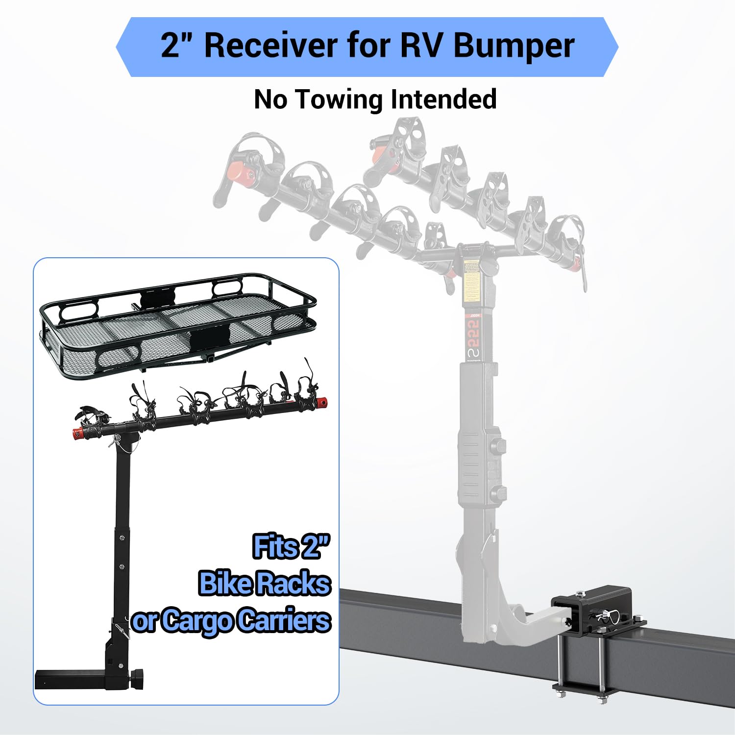 Ohuhu Bolt-on RV Bumper Hitch Receiver Adapter - 2