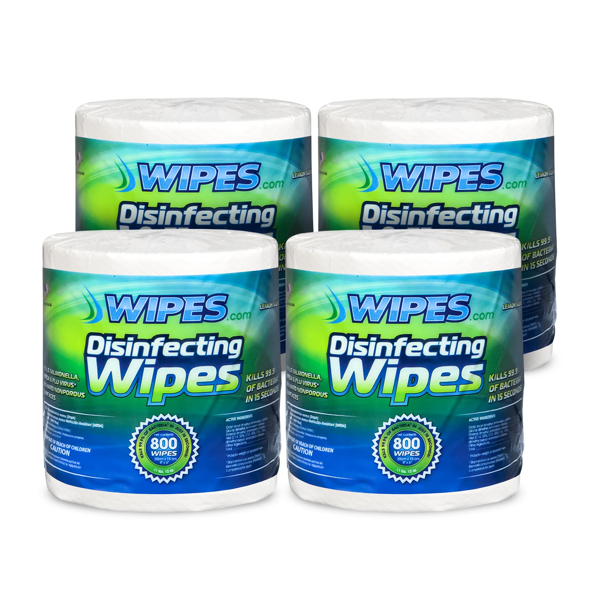 800-Count Disinfectant Wipes - 4 Pack Refill Rolls (W24263) | Bulk Cleaning Supplies for Home, Office & Commercial Use | Kills 99.9% Germs | Multi-Surface Sanitizing Wipes